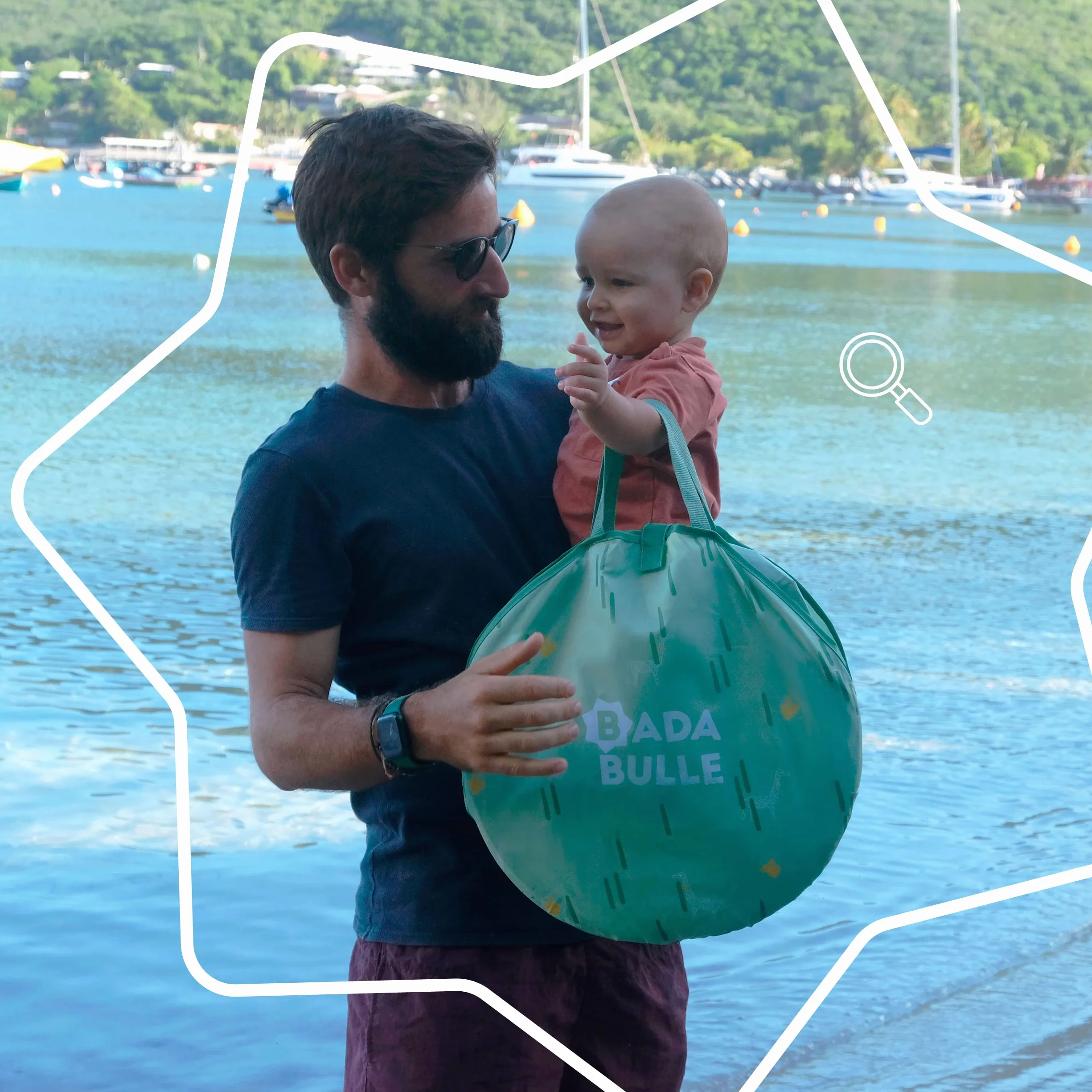 Badabulle Tente Anti-UV Bébé, Grande Tente de Plage, Haute Protection Solaire FPS 50+, Système Pop-Up, Vert