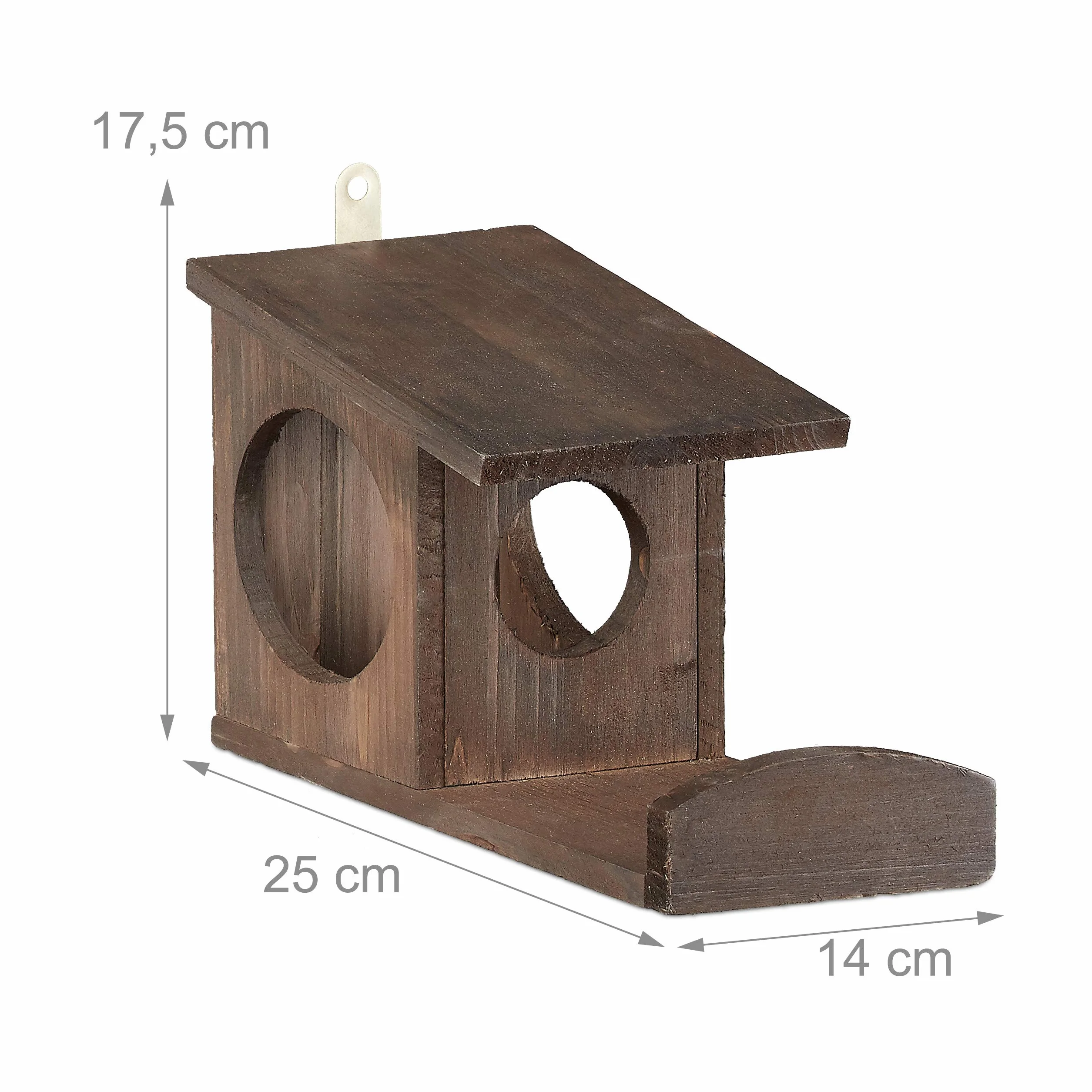 Relaxdays Mangeoire pour écureuils Distributeur de Nourriture Bois 17,5 x 14 x 25 cm Marron foncé