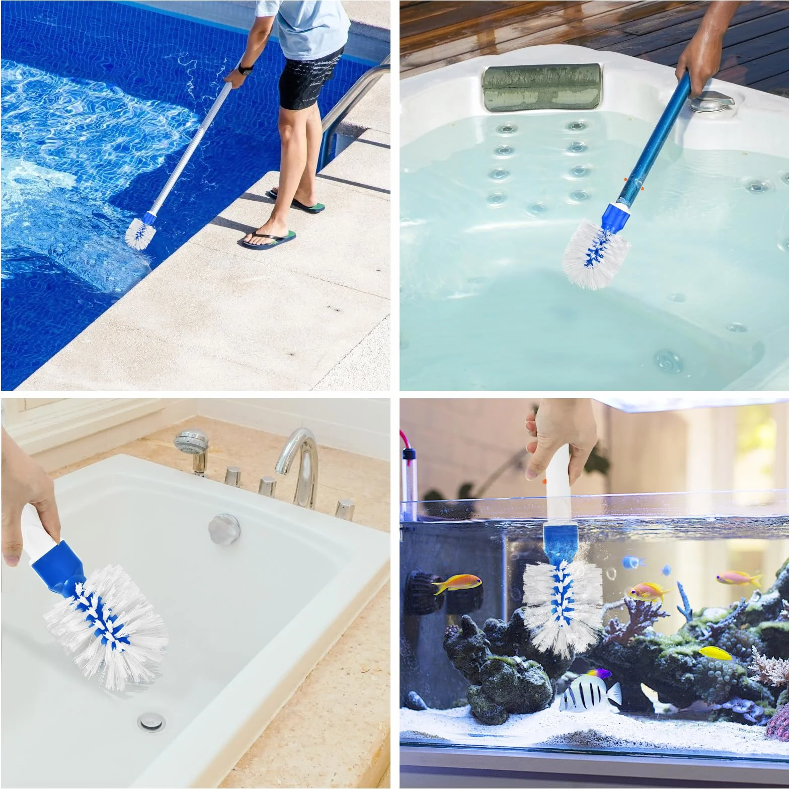 Brosse Piscine Ronde pour Nettoyage de Piscine Accessoires Marches Baignoires Carreaux Angles