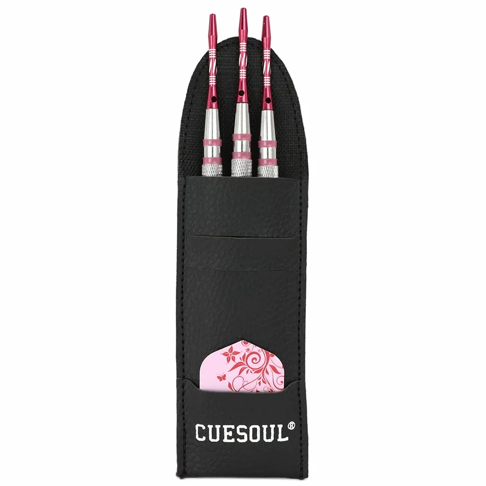 CUESOUL Ensemble de fléchettes à Pointe en Acier 21/22/23 Grammes avec Manches en Aluminium Durable 3 fléchettes Sac de fléchettes/étui