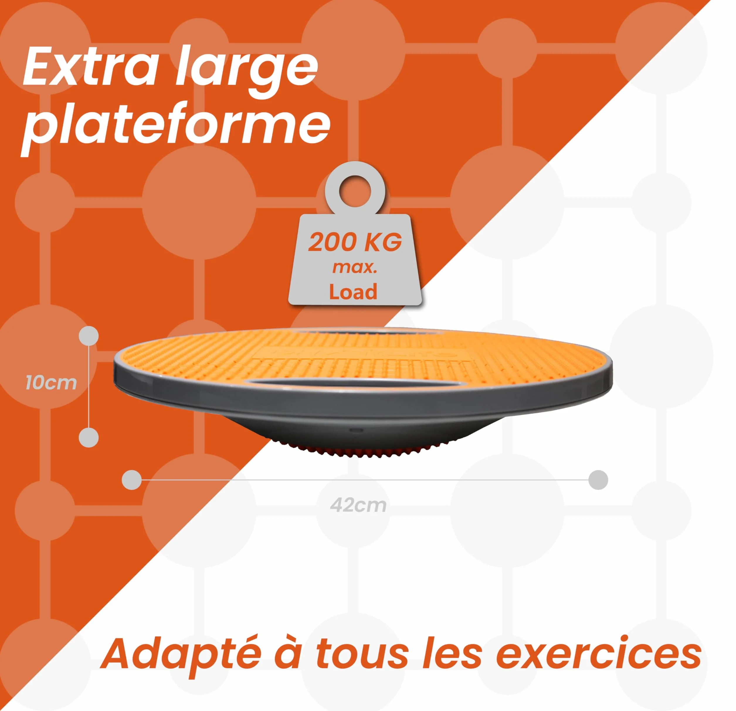 DH FitLife Planche d'équilibre Extra Large Ø 42 cm Max. 200 kg Balance Board