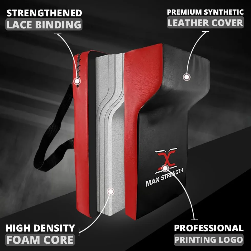 MAXSTRENGTH Bouclier de frappe de rugby robuste de qualité professionnelle en mousse haute densité (rouge/noir, simple)