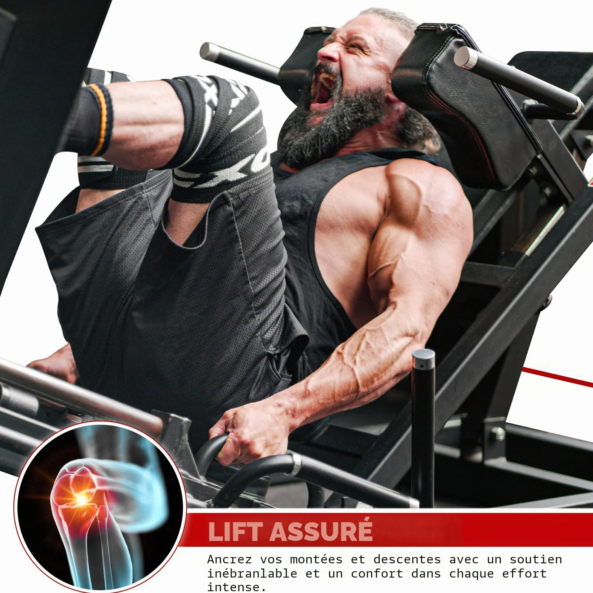 RDX Genouillère Bandage Musculation Fitness Protège Genou,Approuvé par IPL et USPA,Sangles de Genou pour Haltérophilie Entraînement, Powerlifting, Squats,Élastique Sport Knee Wraps