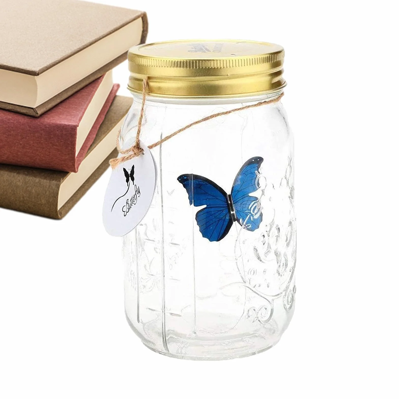 Pot de collection de papillons - Conteneur d'affichage d'insectes avec papillon animé à piles