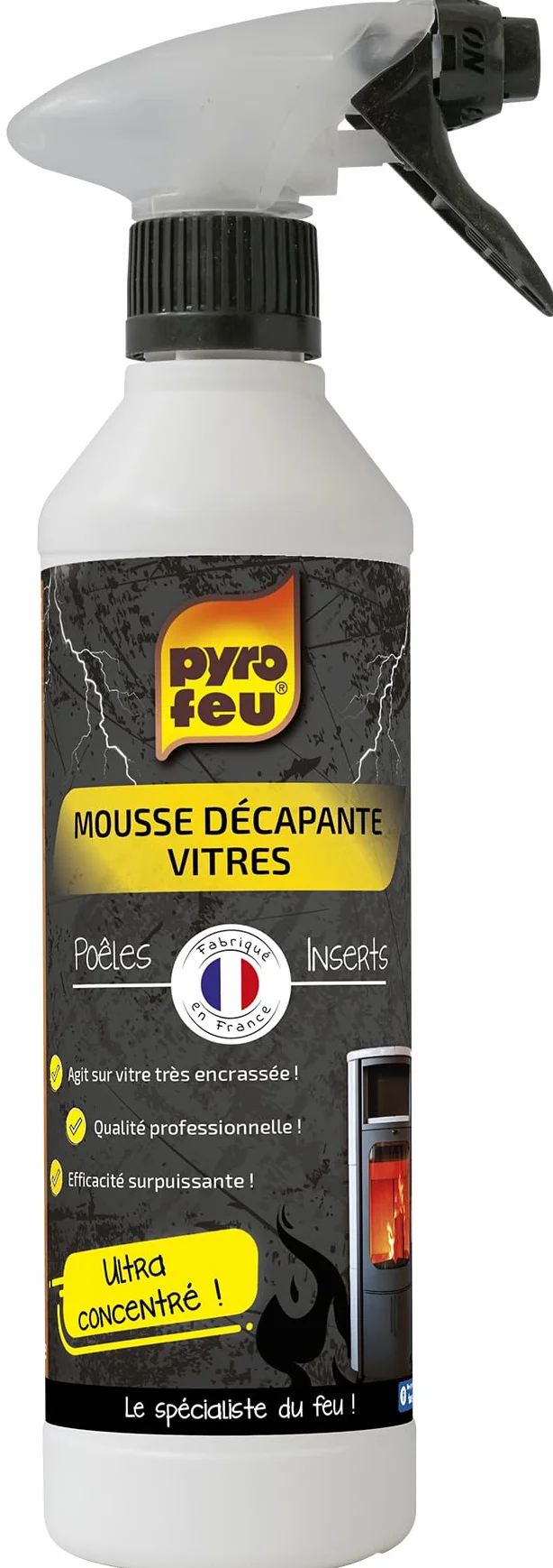 Pyrofeu Mousse Décapante pour Vitres d’Inserts et Cheminées 500ml