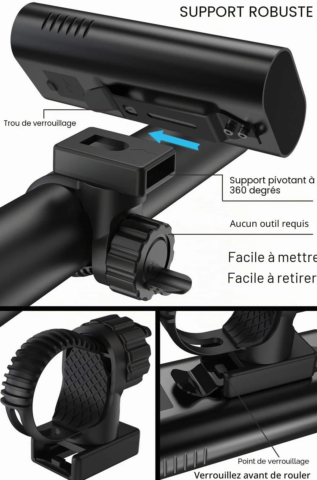 Éclairage vélo,Lampe Velo LED puissantes 6400mAh Phare de Luminosité 2400 Lumen Ensemble Lumière Vélo Rechargeable Étanche Avant et Arrière pour VTT, VTC