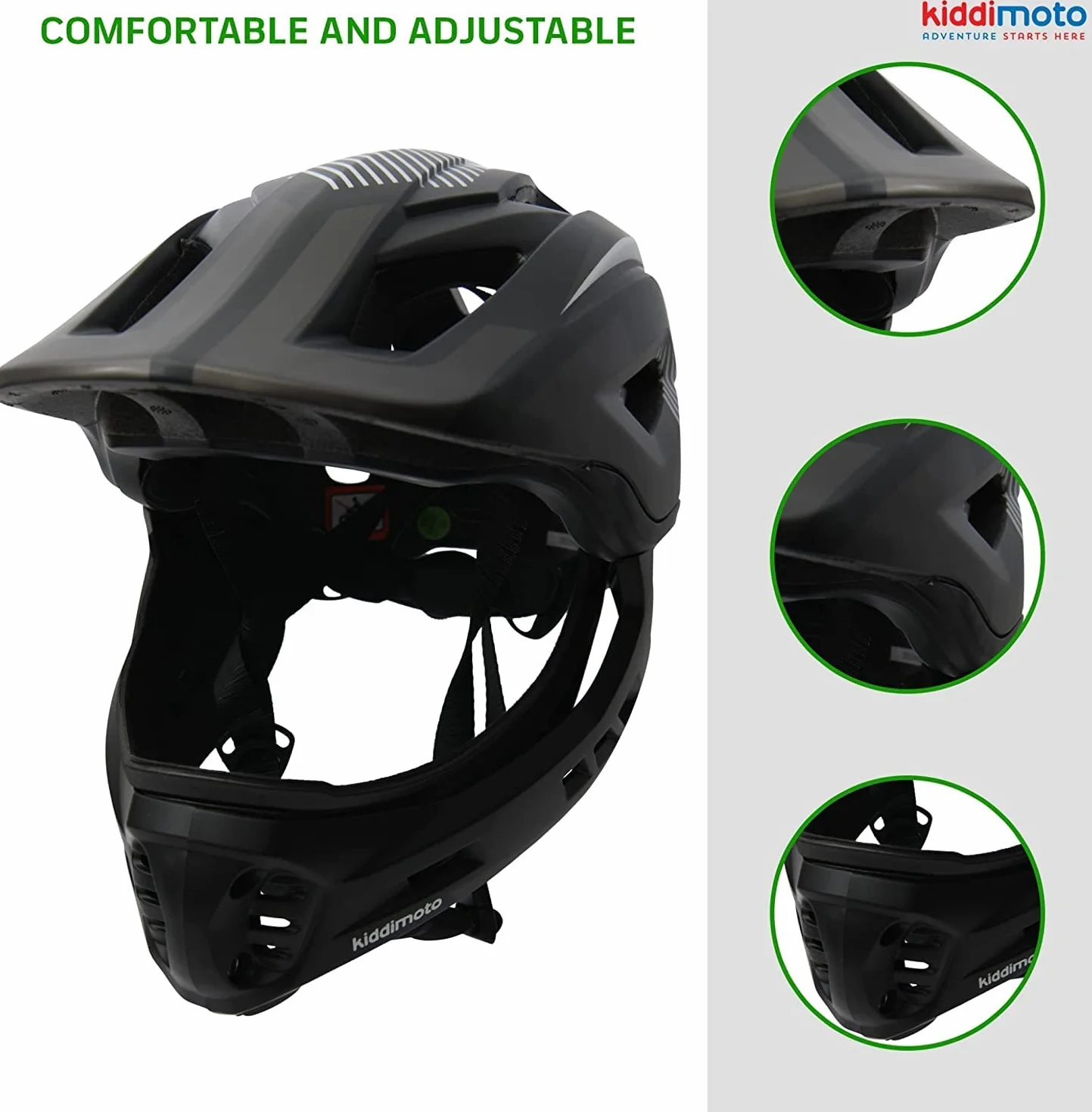KIDDIMOTO Casque vélo intégral Noir S Plastique KMHFF05S
