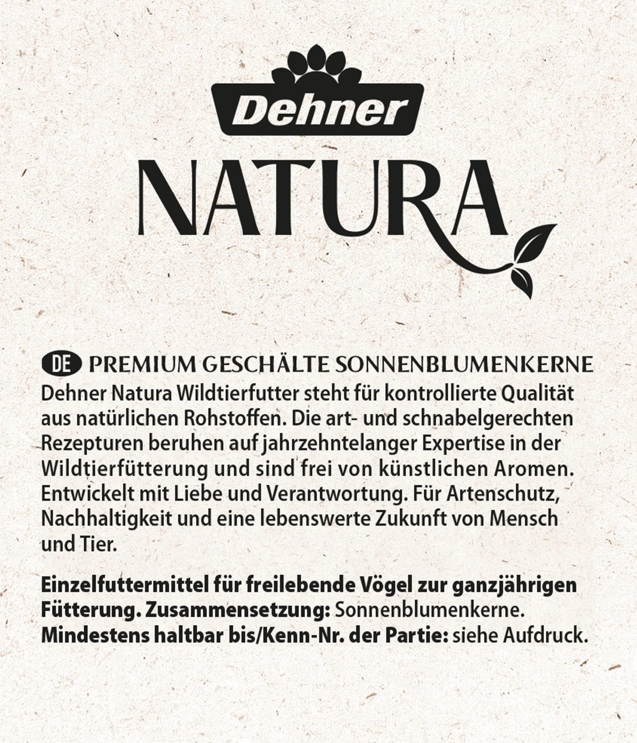 Dehner Natura Premium Nourriture pour Oiseaux Sauvages, Graines de Tournesol Décortiquées, 5 kg