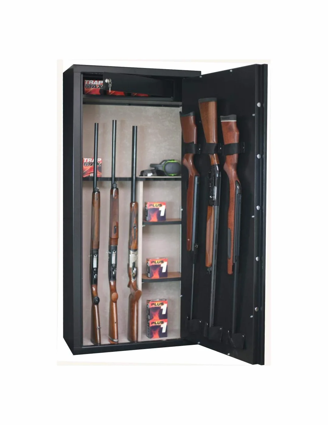 Safe SD14 Armoire Forte pour Armes en Acier | 11 Armes avec Lunette + 3 dans la Porte | Coffre intérieur | Etagères Amovibles | Serrure à clé