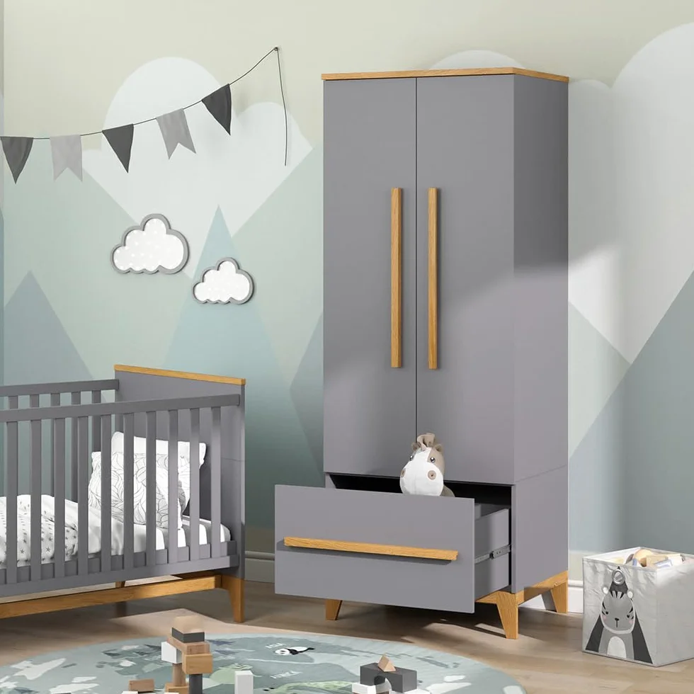 VitaliSpa Armoire pour Enfants Malia Gris 70x186.8cm Rangement Vêtements
