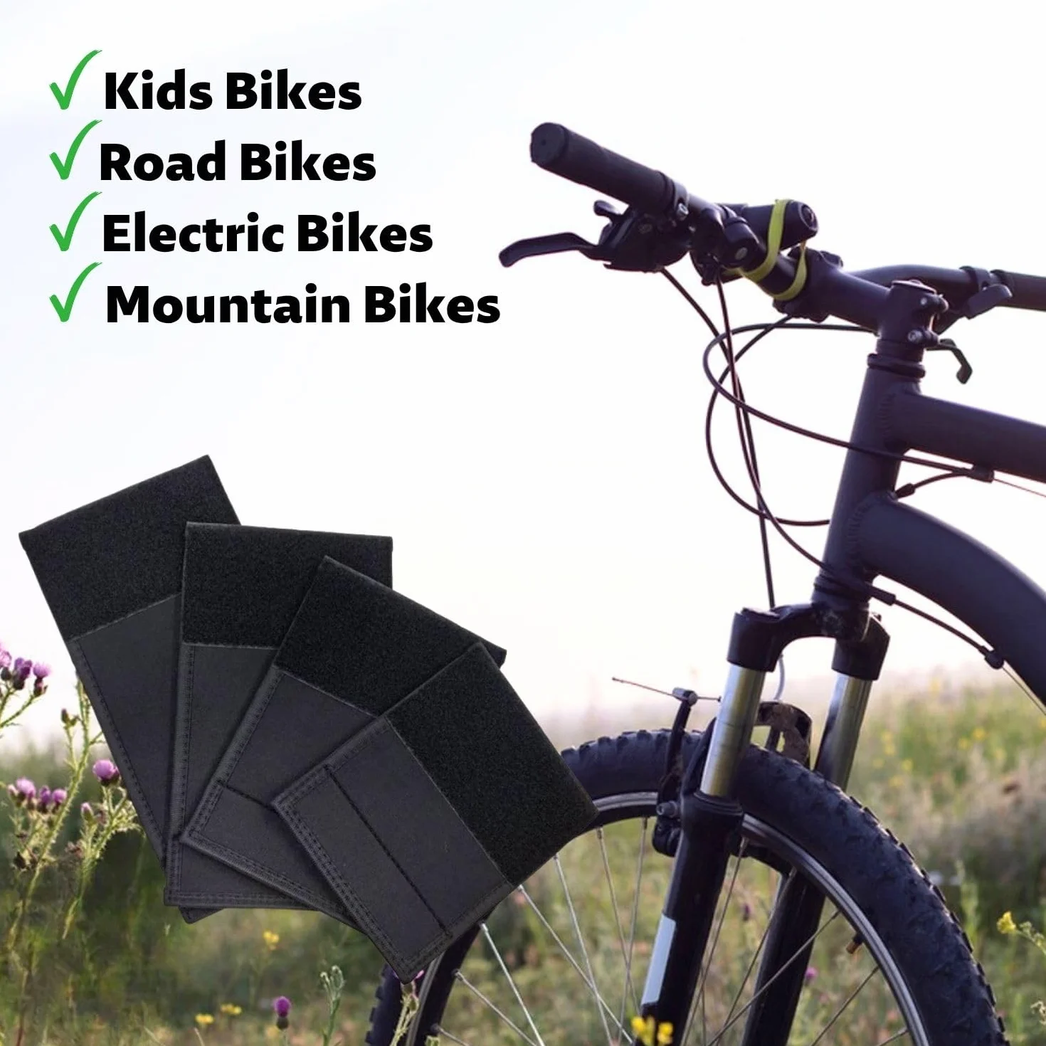 Lot de 4 protections de cadre de vélo avec 6 guides de tubes en caoutchouc - Cadre en carbone - 4 tailles différentes - Accessoires de vélo