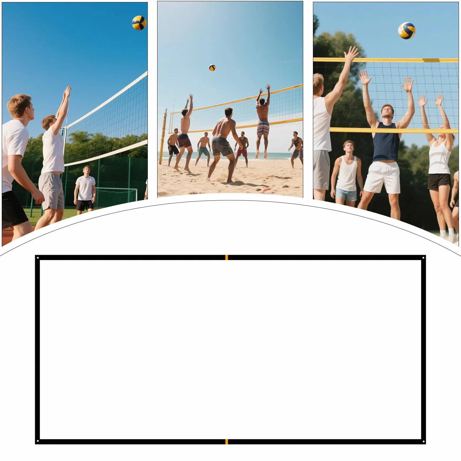 Lignes De Beach Volley Renforcées pour Sable, Délimitations de Terrain de Volley-Ball Robustes, Accessoires de Jeu Extérieur Réutilisables
