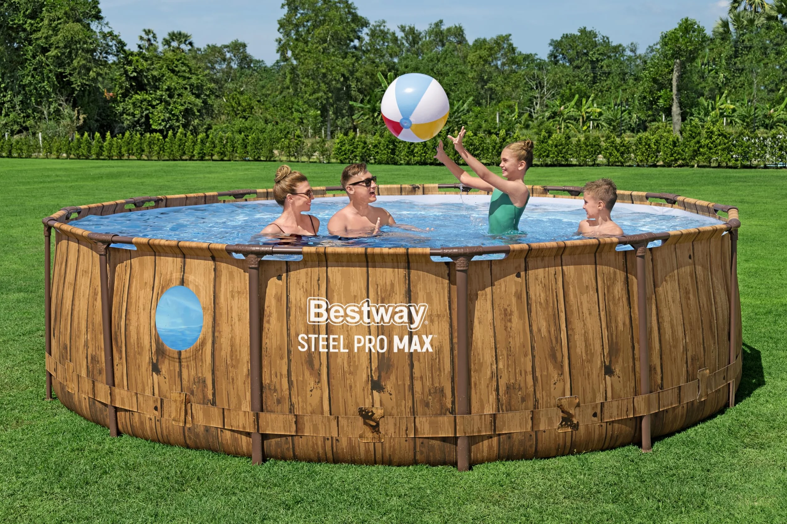 Bestway Steel Pro Max Splashview Kit Piscine Hors Sol Ronde 427 cm x 107 cm Marron