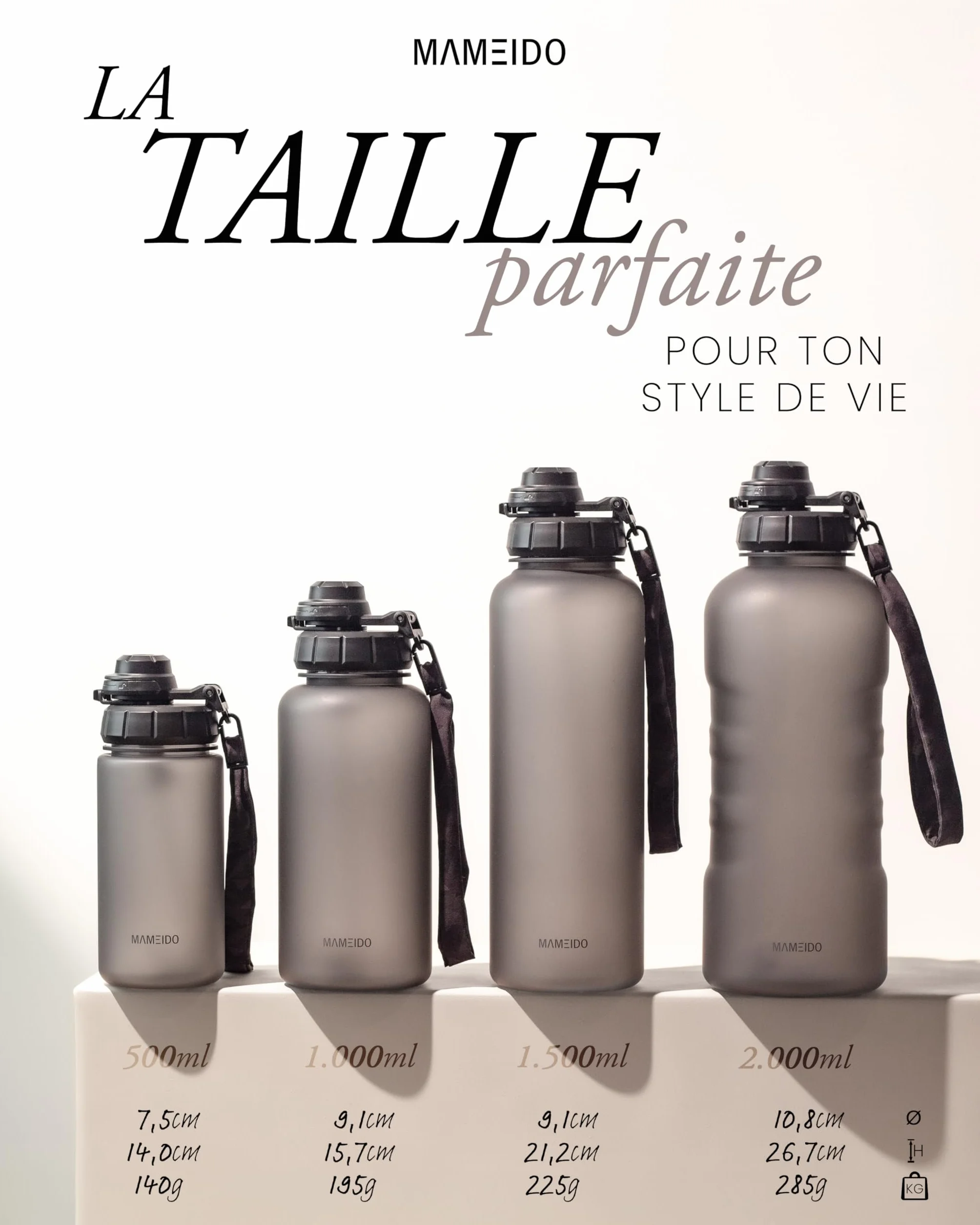 MAMEIDO Gourde avec Paille 1 l, Marqueur de Temps de Motivation, Gourde Sport avec Dragonne, Gourde étanche, Bouteille d'eau sans BPA, Water Bottle (Wild Candy)