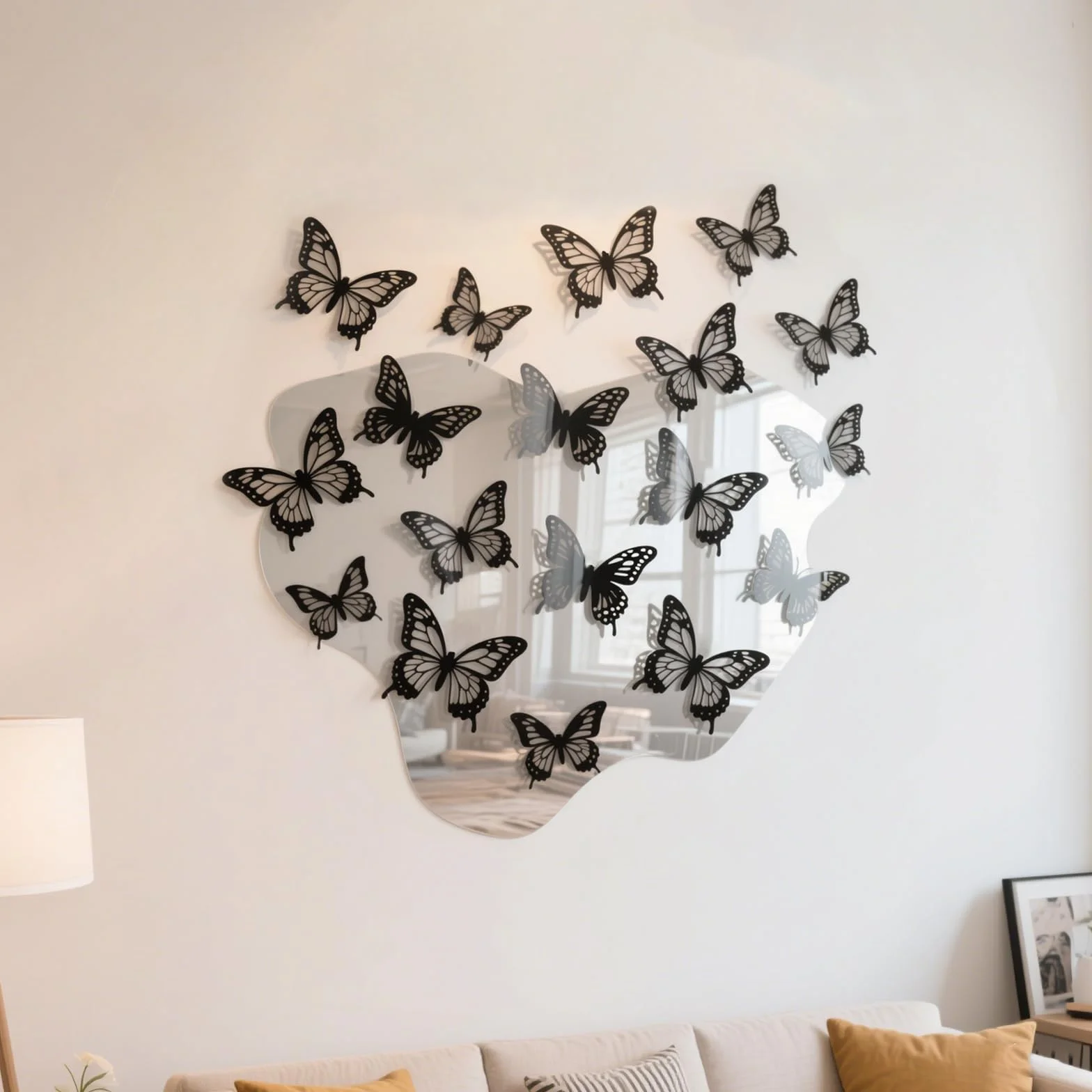 36 Pièces Stickers Muraux Papillon 3D Métal Décoration Jardin Extérieur