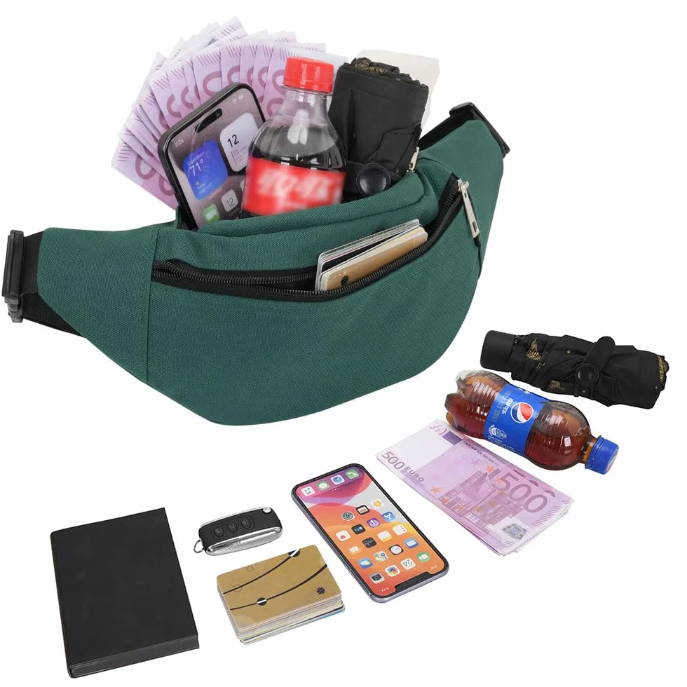 Sacs Banane Ville De Sécurité pour Voyage Randonnée Homme Femme, ACS de Sport Vélo à Dos Waist Fanny Pack Running Outdoor Sport de Randonnée (Vert)