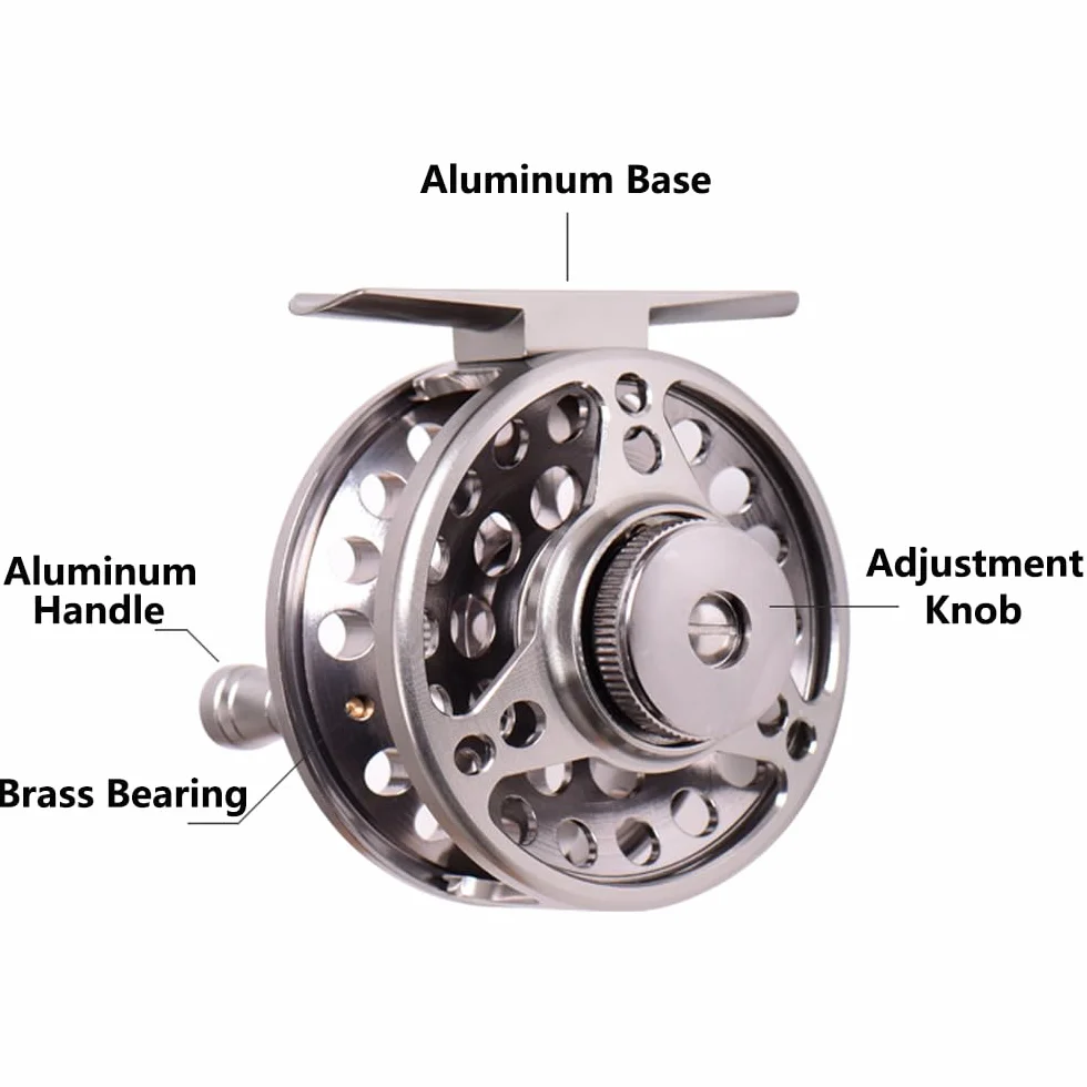 Moulinet de pêche à la mouche en alliage d'aluminium, 2 + 1 BB - Moulinet pour truite, basse, carpe - Taille # 39 mm/49,5 mm/59,5 mm (argent)
