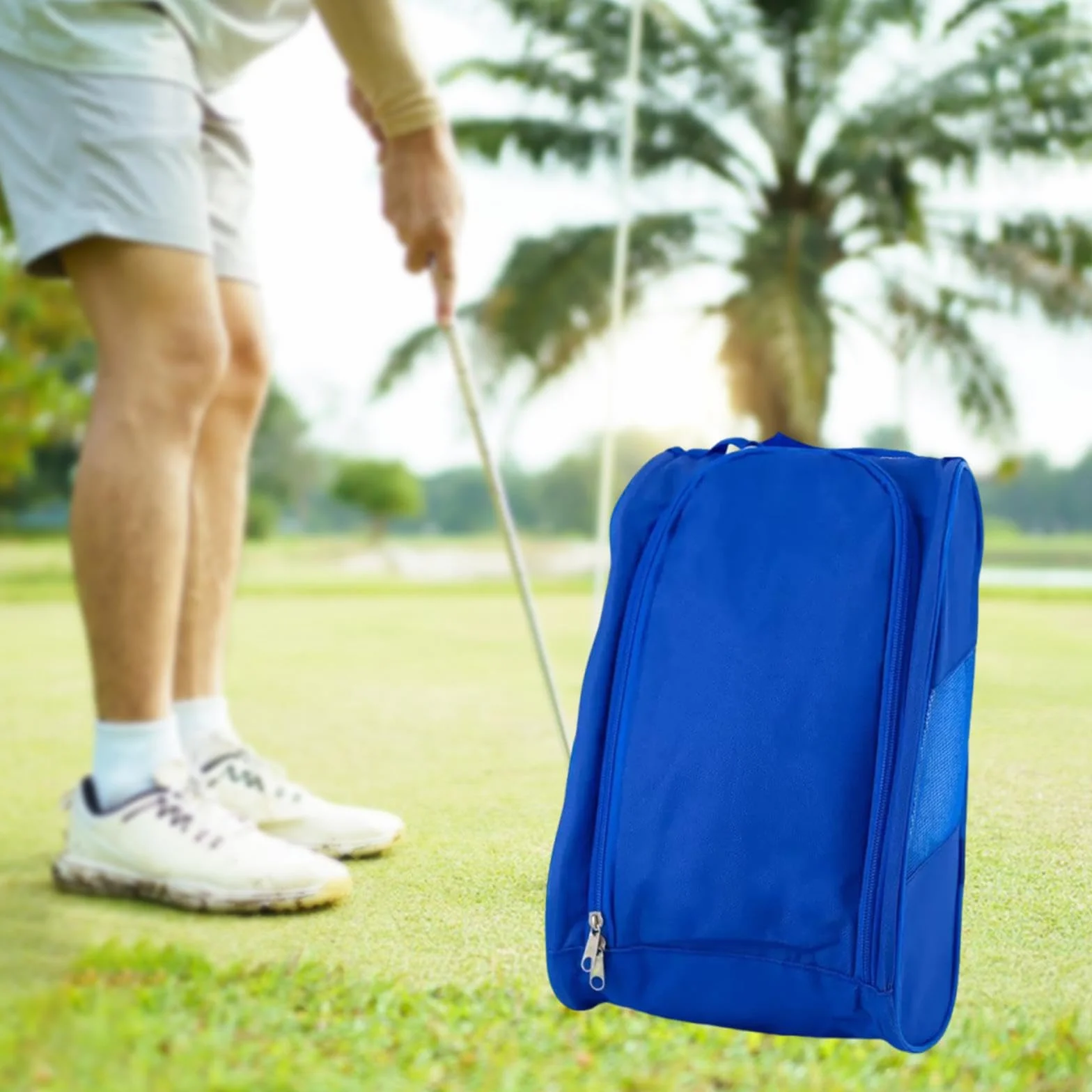 Sac de Transport pour Chaussures de Golf, Respirant et Portable avec Fermeture éclair, Bleu