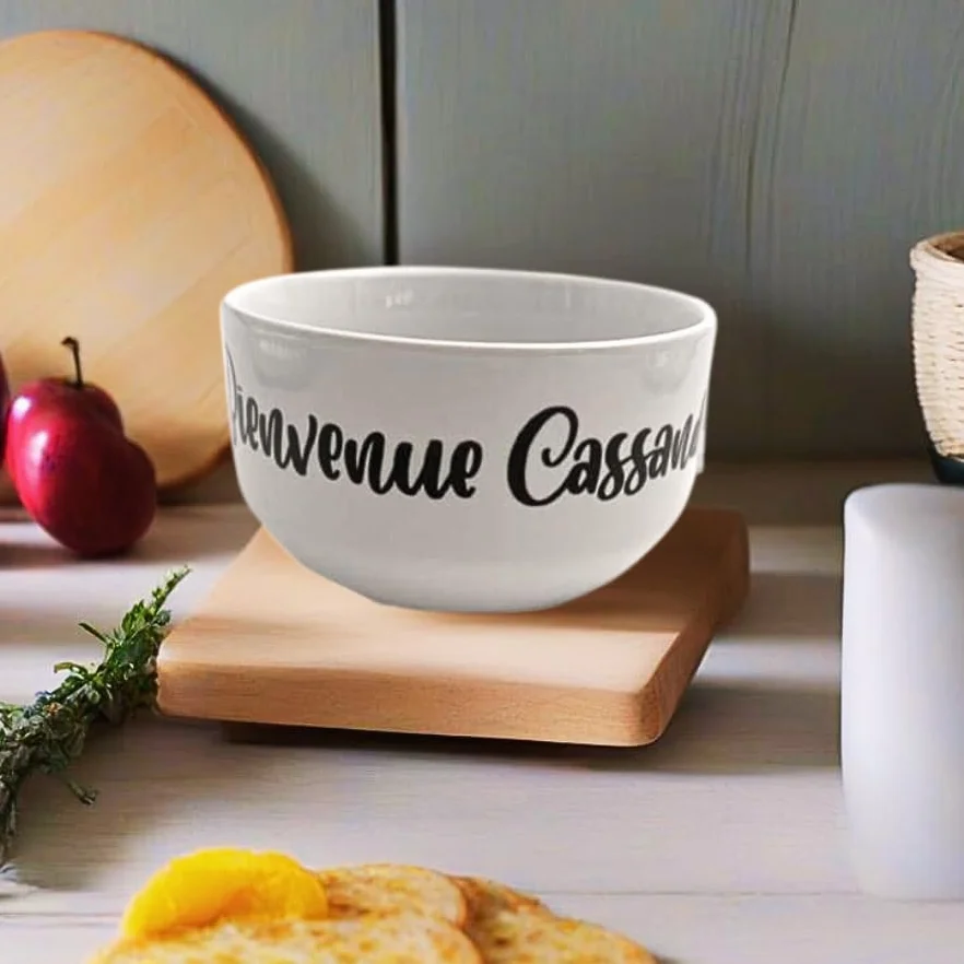 Bol en céramique personnalisable avec message – Grand bol petit-déjeuner – Cadeau unique anniversaire, fête des mères, Noël – Design petits cœurs