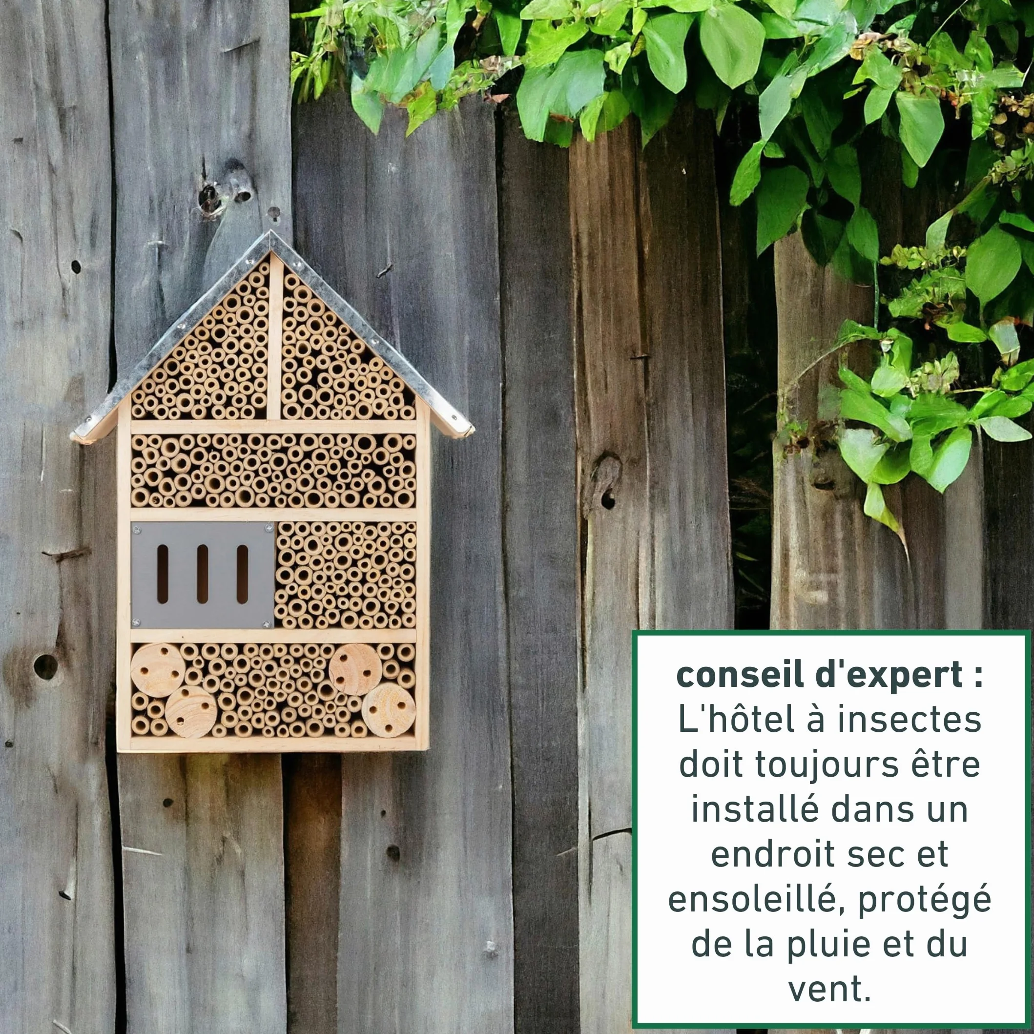 Windhager Hôtel à Insectes Colony Bois et Bambou - Abris pour Abeilles, Papillons, Coccinelles