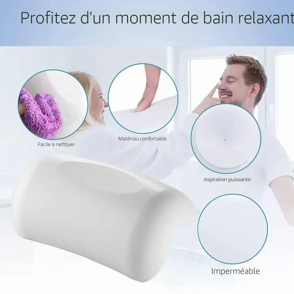 Lonkenn Coussin de Bain Imperméable PU avec Ventouses Ergonomique pour Baignoire