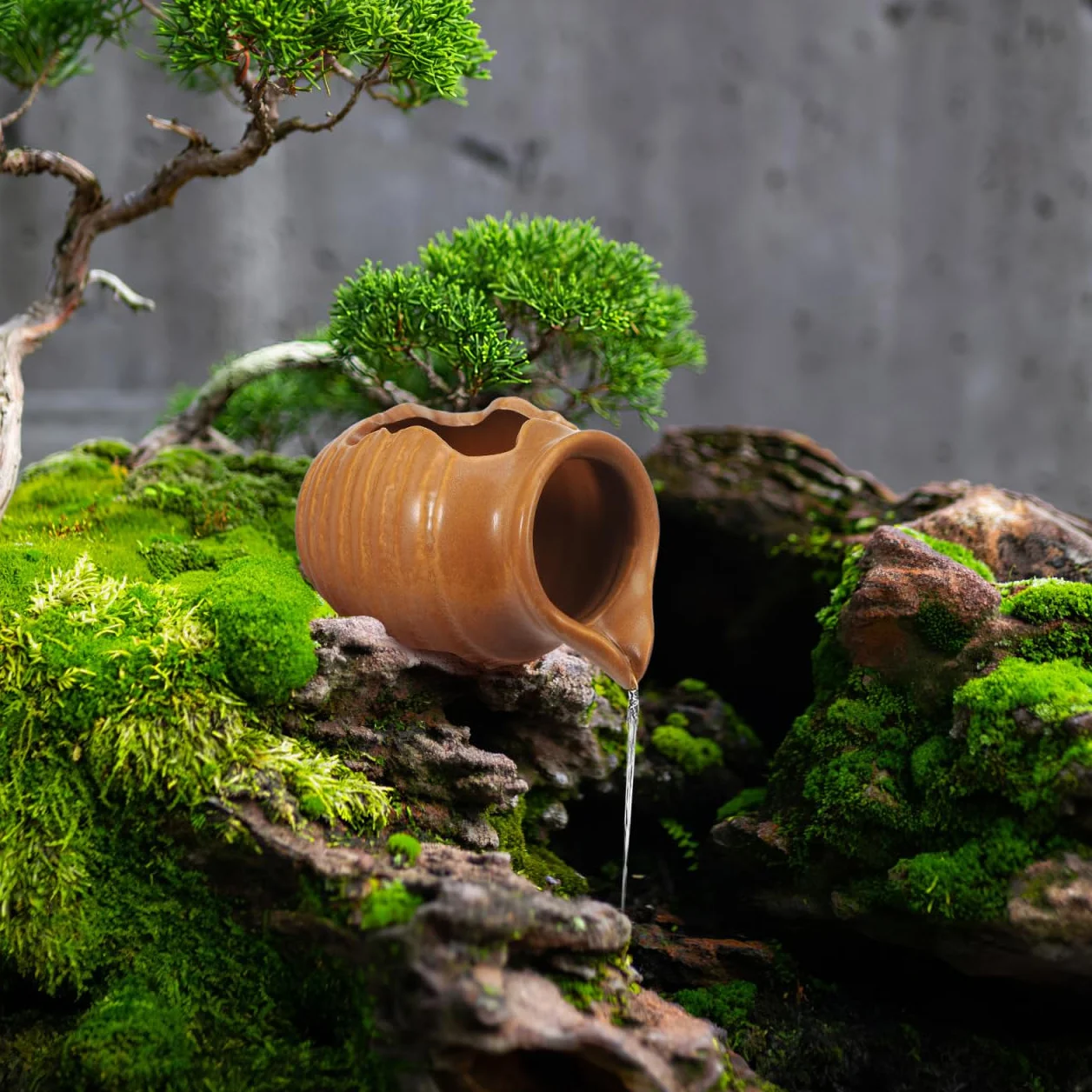 Pot Céramique pour Fontaine à Eau 12.4cm Brun Clair