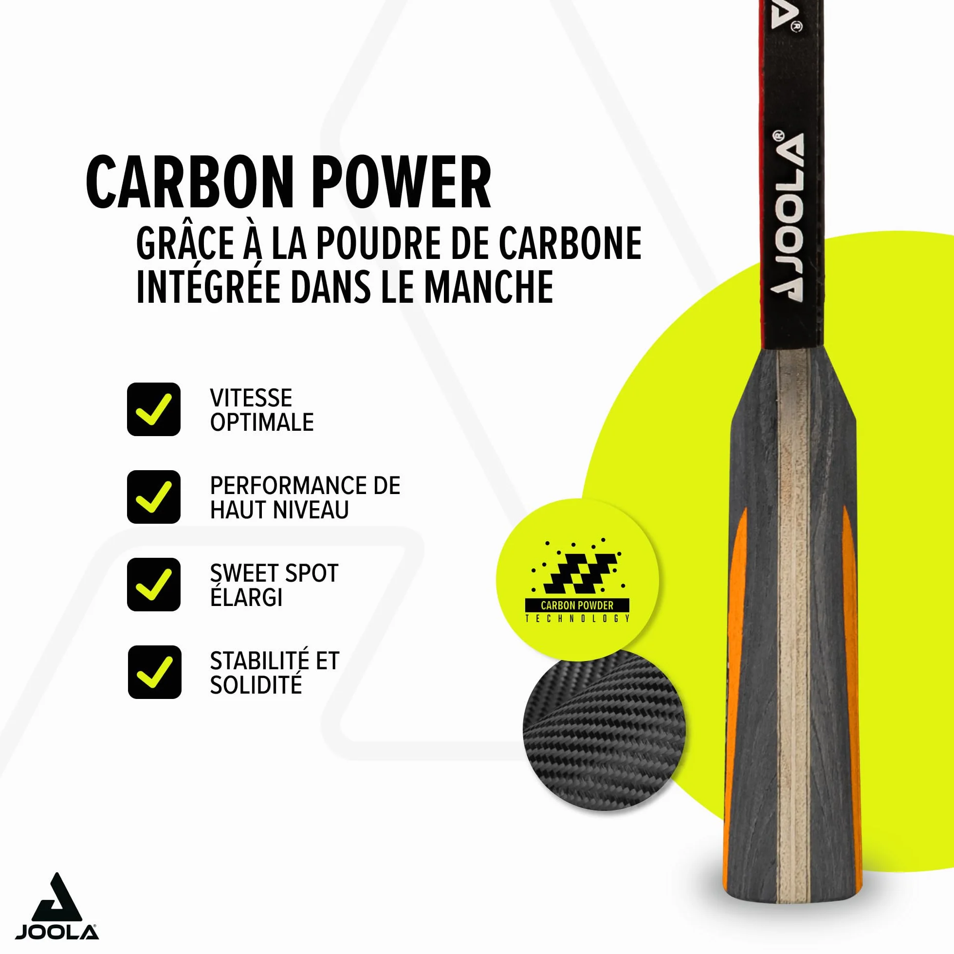 JOOLA Raquette de Ping-Pong, Carbon pour Joueurs avancés - Technologie Carbowood