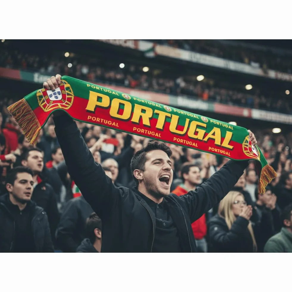 Echarpe Portugal Supporter Drapeau Portugais Blason Vert Rouge Seleção Quinas