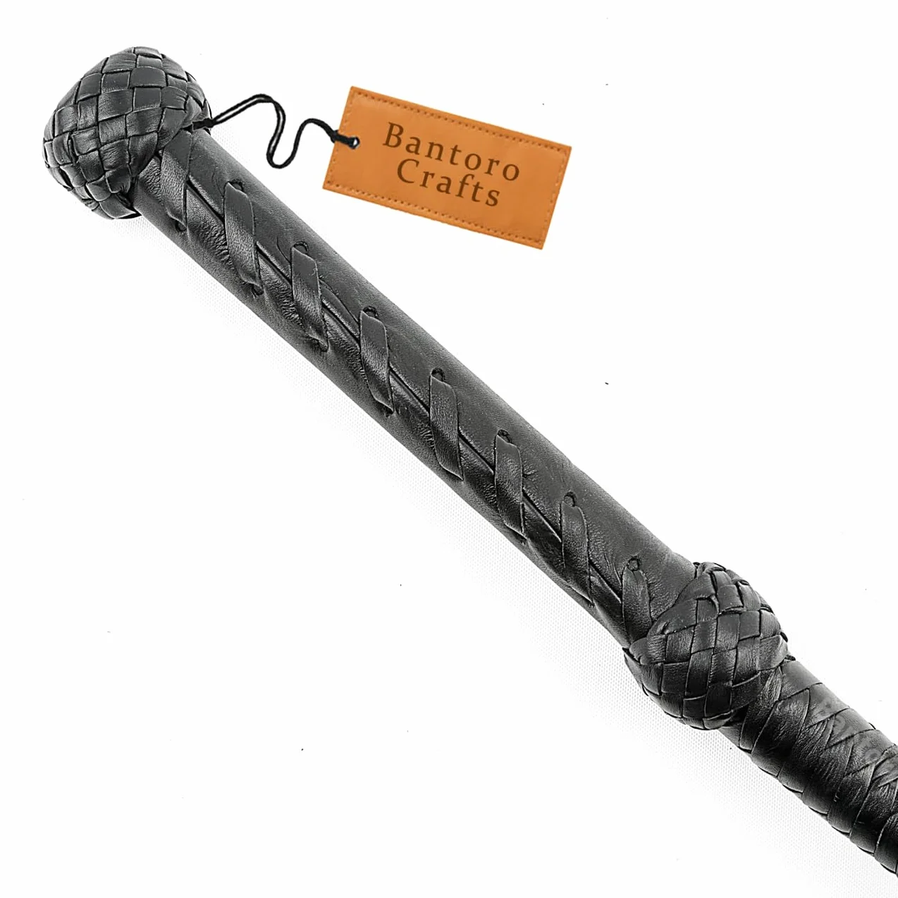 Noir Fouet en Cuir véritable Cravache 6 Pieds (1,8 mètre) de Longueur 12 Tresses Brins Cuir tressé Fouet craquant Fort Equitation