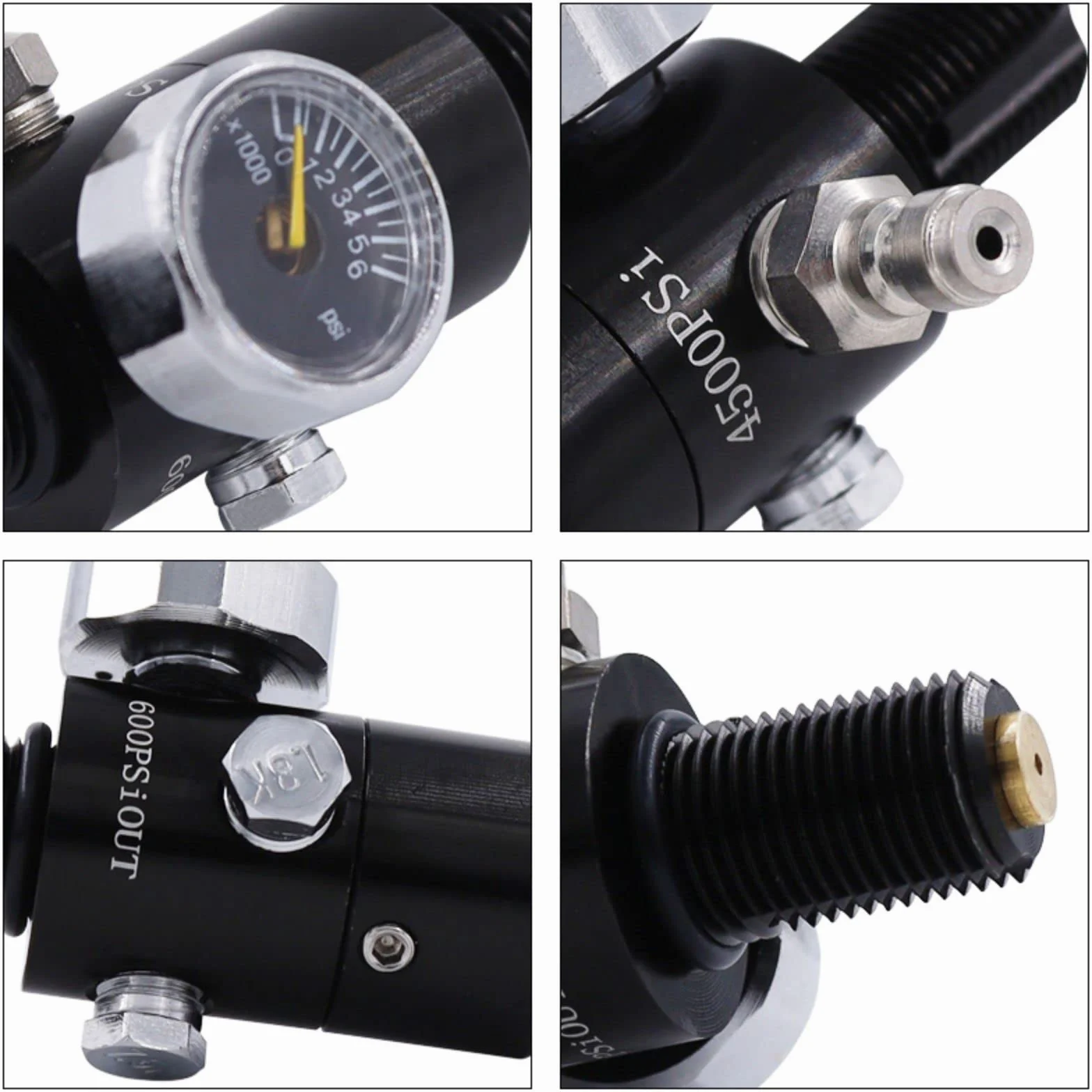 TUXING Régulateur et manomètre 4500 PSI pour Bouteille d'air comprimé de Paintball, en Aluminium Durable, Compatible avec Les Bouteilles d'air comprimé PCP, CO2 et Azote