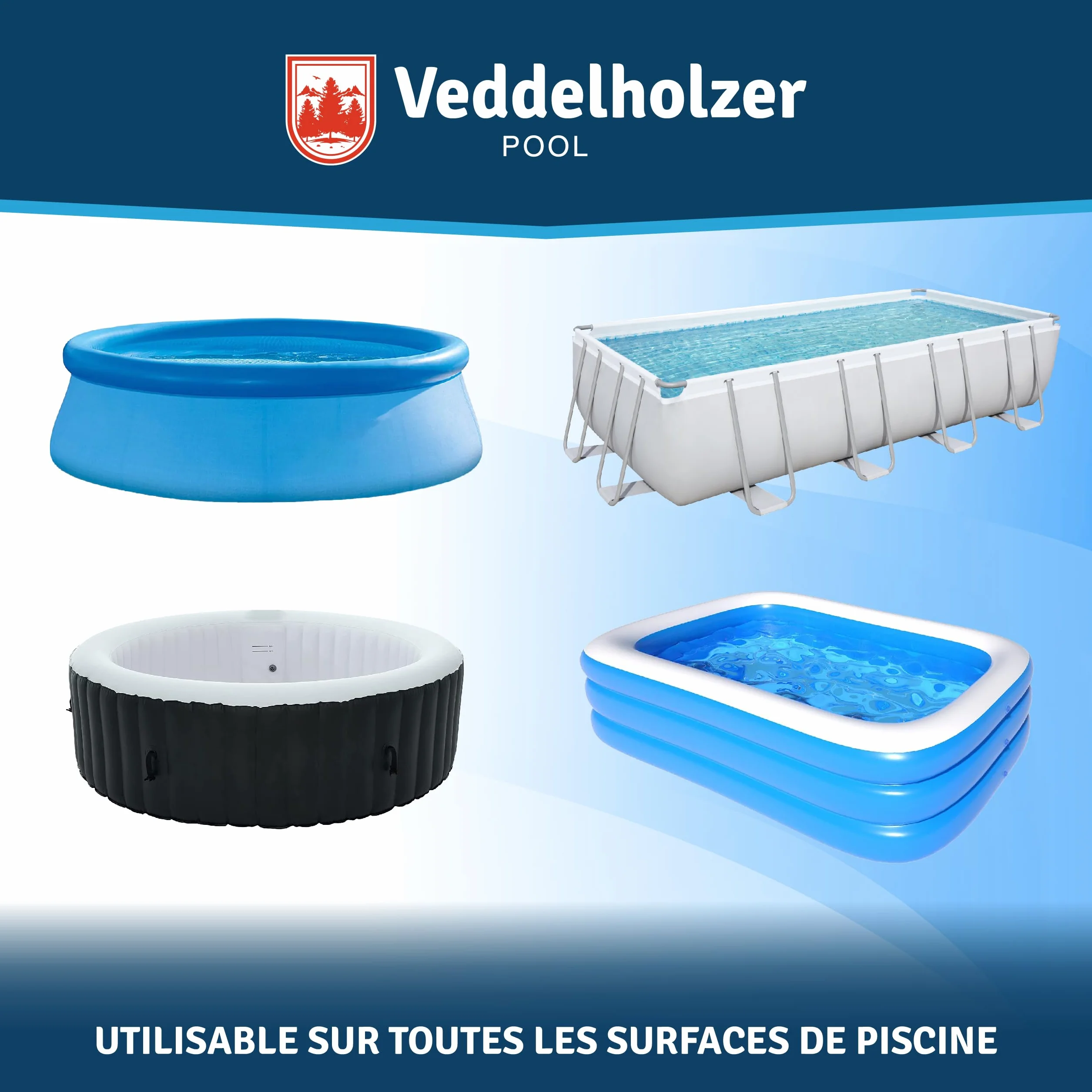 Veddelholzer Ruban d'étanchéité 10 cm x 150 cm transparent flexible pour piscine