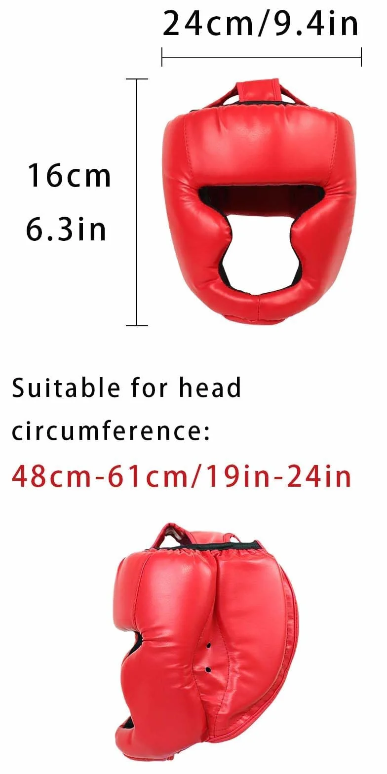 Casque de boxe pour sparring, protection tête kickboxing karaté rouge