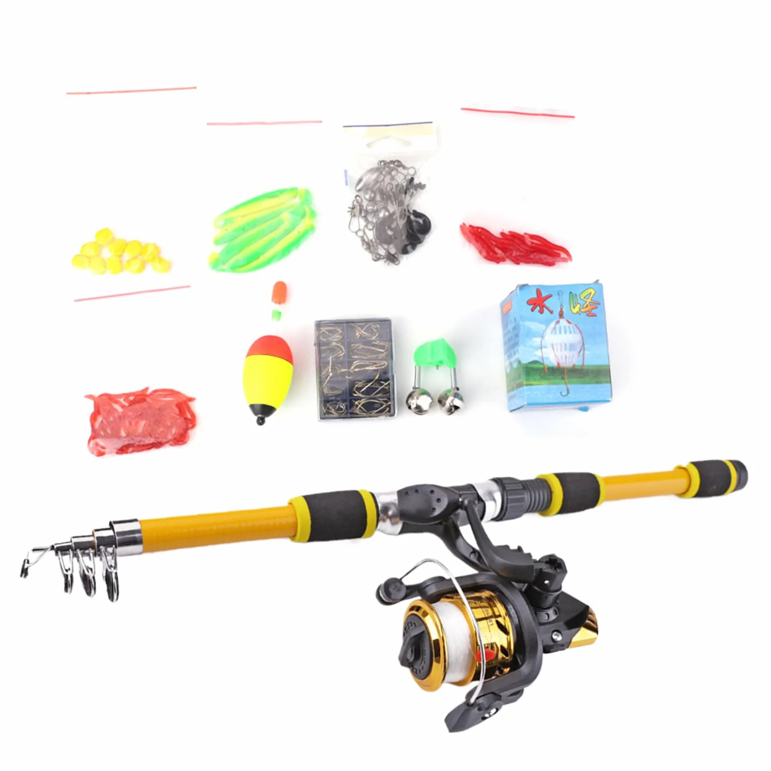 Canne à pêche télescopique 180 cm Junior set avec moulinet portable