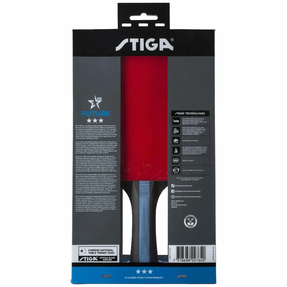 STIGA Future Raquette de Tennis de Table 3 étoiles avec Technologie WRB – Qualité Professionnelle – Conçue pour Les Joueurs offensifs – Contrôle amélioré, Rotation et Vitesse