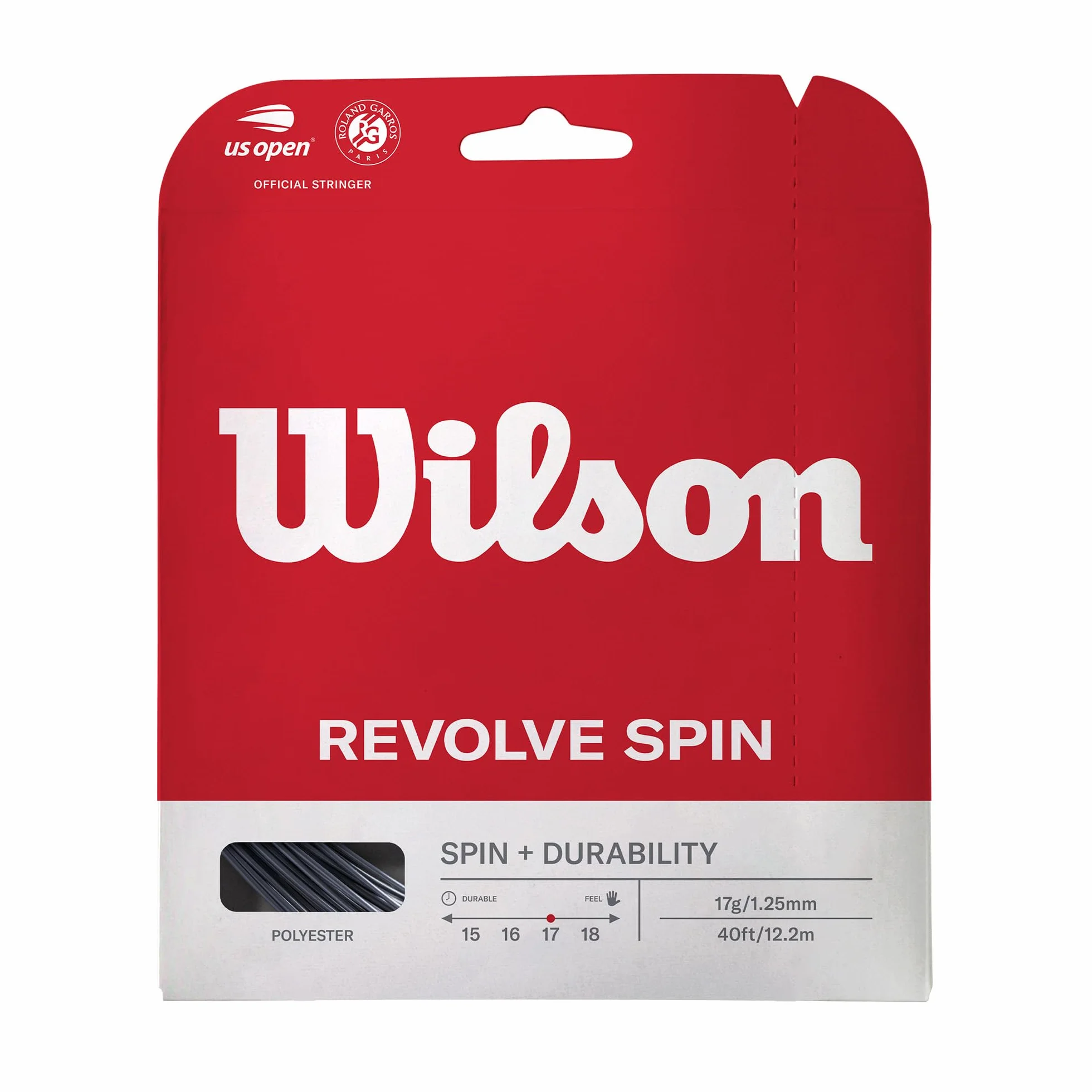 WILSON Cordages de Raquettes, Revolve Spin, Rouleau de 2 mètres, Noir, 1,25 mm, Unisexe, WRZ908100