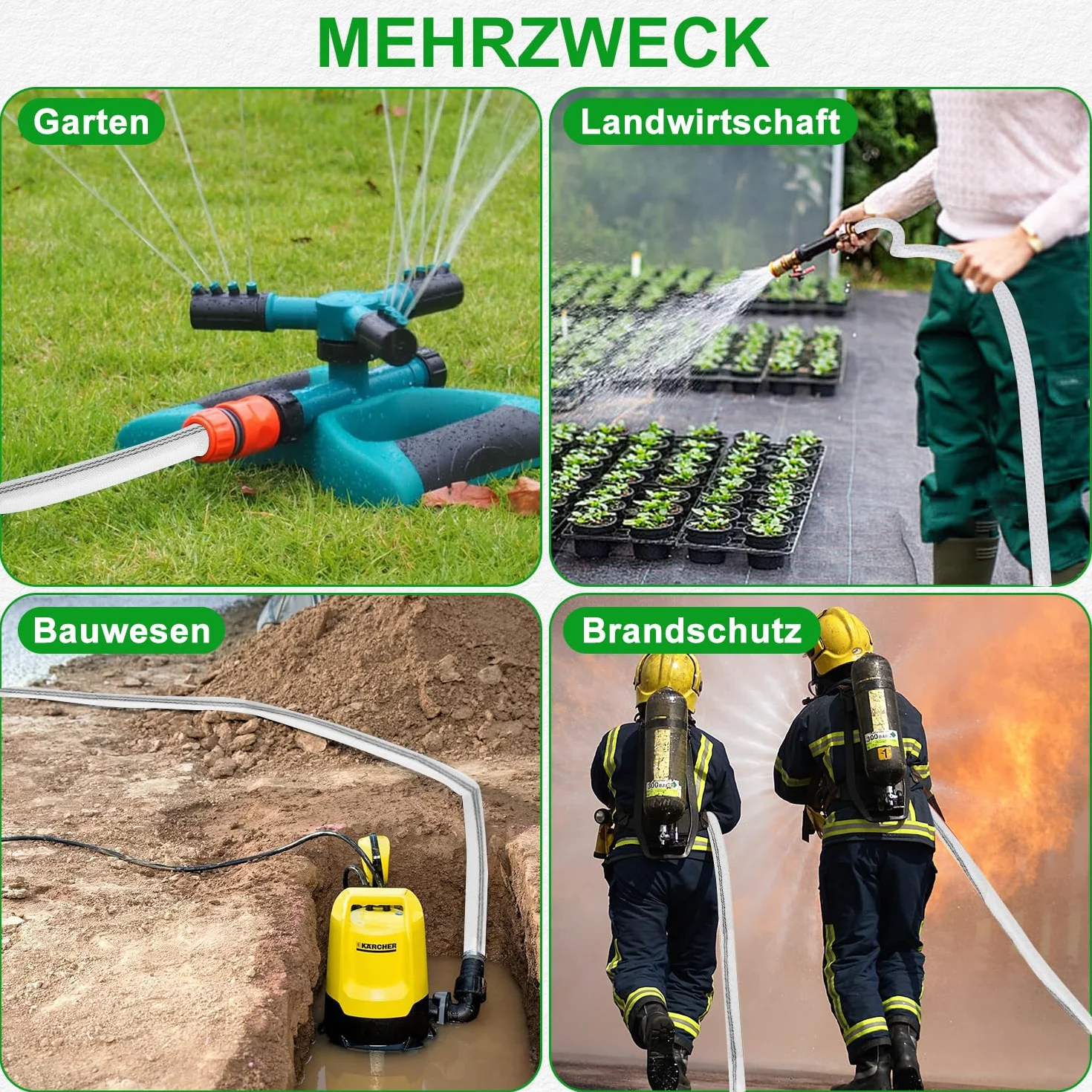 Tuyau Refoulement 1" Plat 25mm 20m 4Clips Pompe Eau Submersible Drainage Irrigation Jardin Piscine