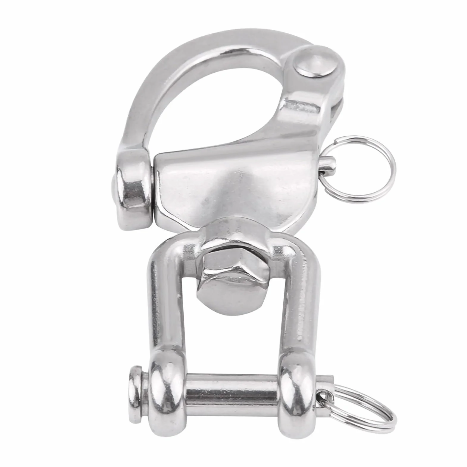 Keenso Mousqueton Pivotant à Emerillon, Maillons Rapides en Acier Inoxydable 316 Crochet à Ressort Rapide à Largage pour Drisse de Voilier Bateaux(128mm)