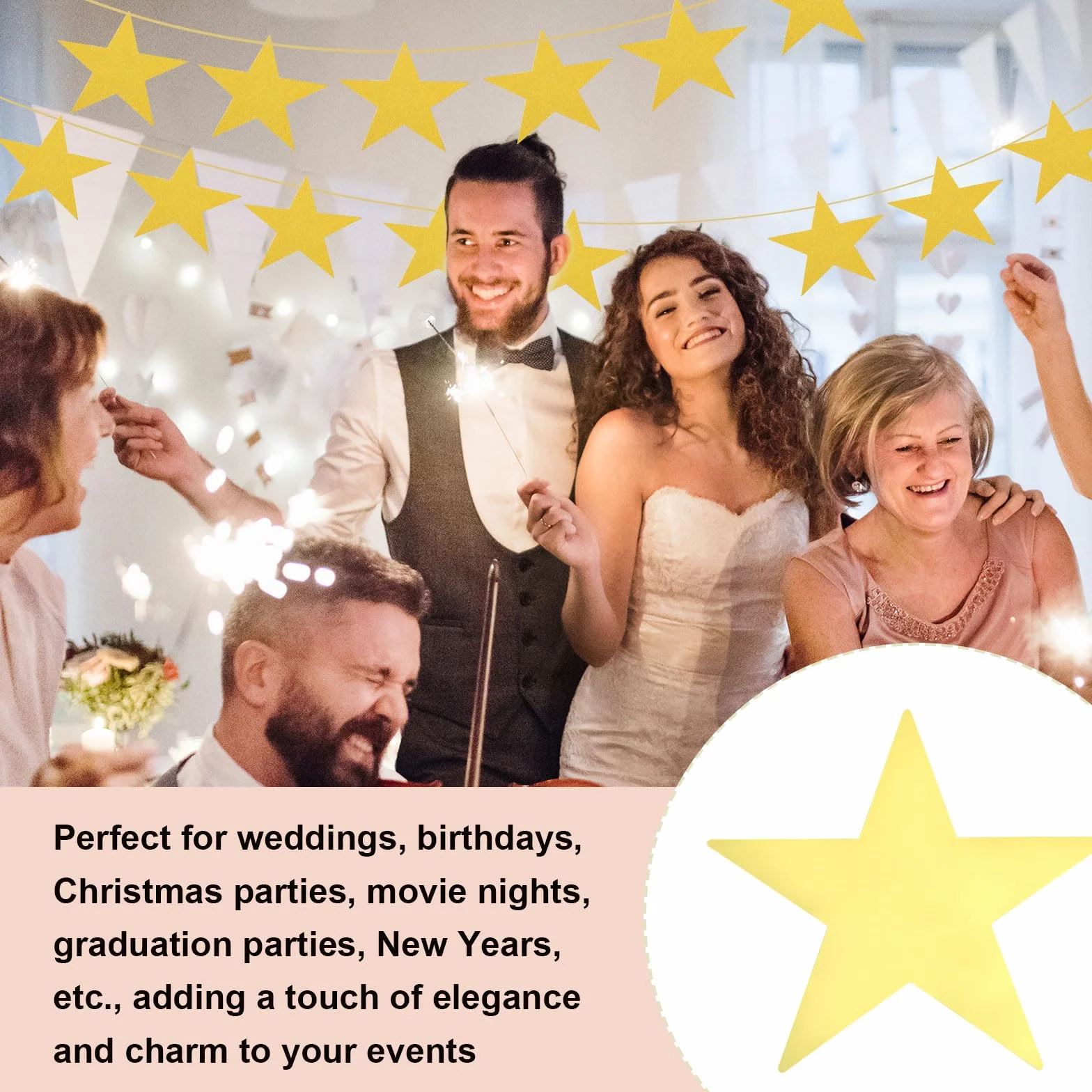 QUARKZMAN 24 Pcs 6" Double Printed Paper Stars Cutout Confetti Cardboard Stars Decorations