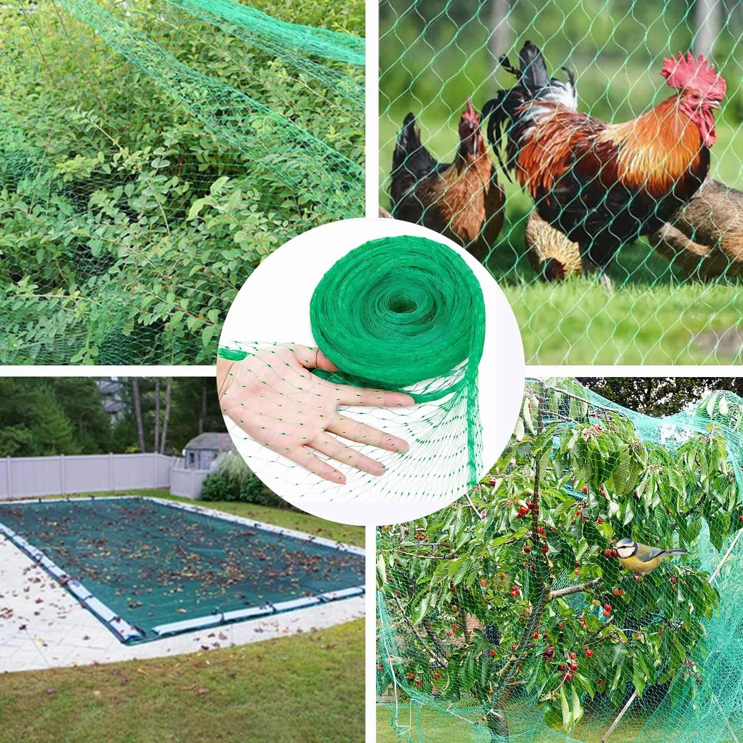 Filet de protection contre les oiseaux 4 x 6 m - Maille fine 17 x 17 mm - Vert - 20 g/m²