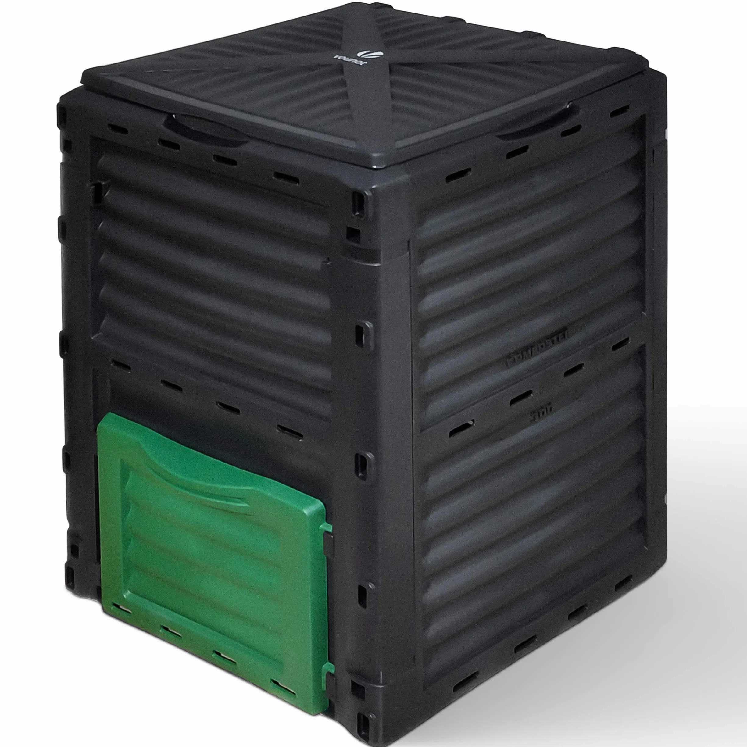 VOUNOT Composteur de Jardin 300L Bac à Composte Polypropylène Résistant aux Chocs et aux UV Noir