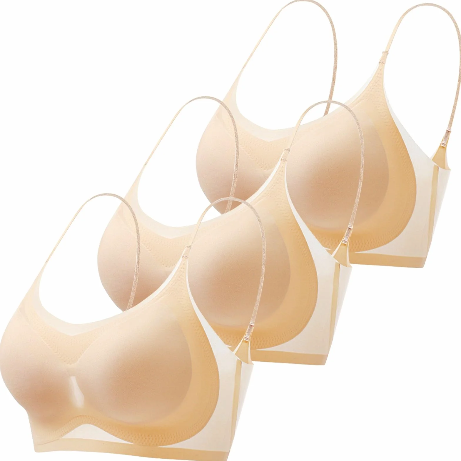 Soutiens Gorge Femme sans Armature, Soie Glacée Légère d'Été, Dentelle Respirante Extra Fine Invisible, Effet Push-Up Anti-Affaissement