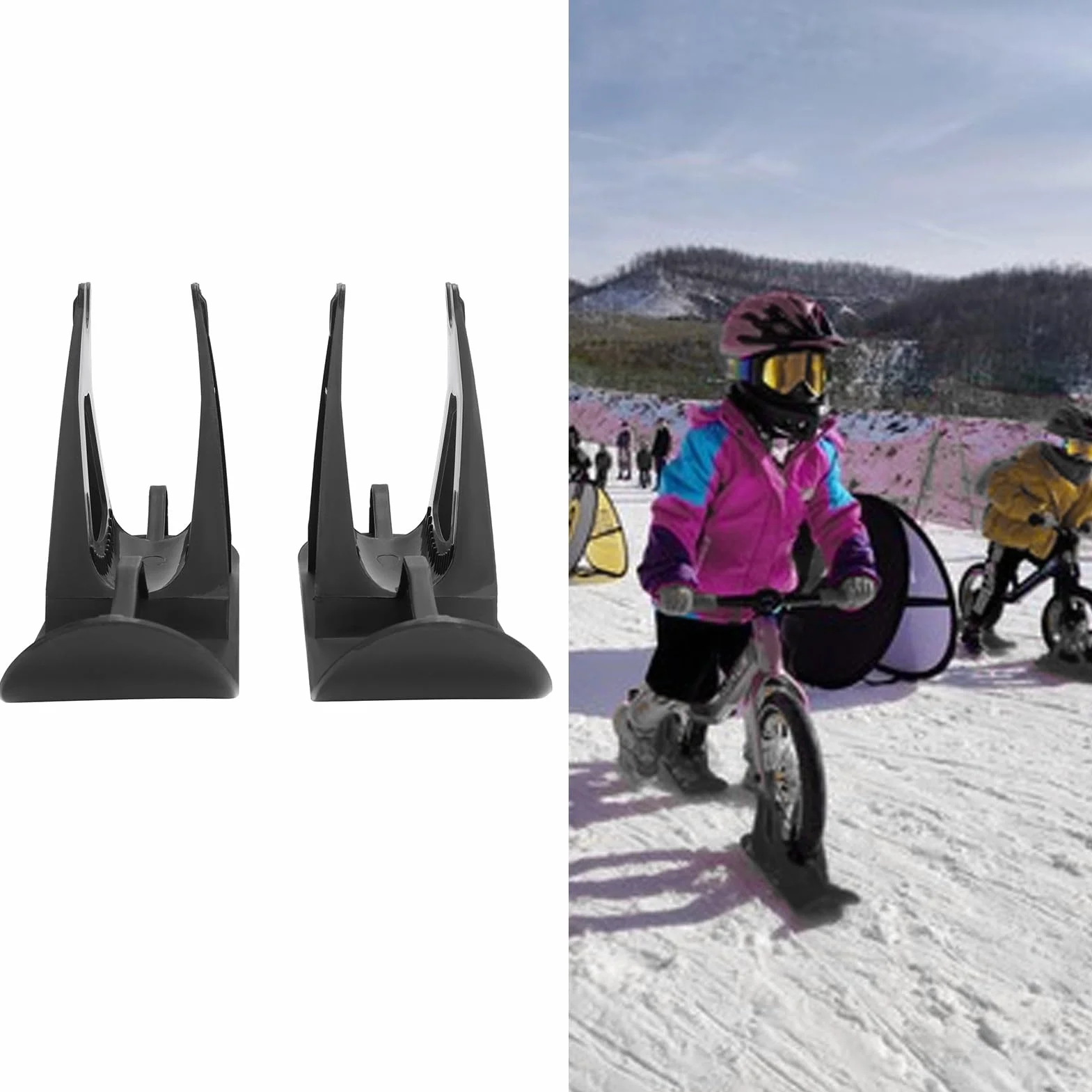Scooter de ski à neige, pièces de planche à neige multifonctionnelles, patins pour poussette, vélo, planche à ski, ensemble de ski pour vélo d'équilibre