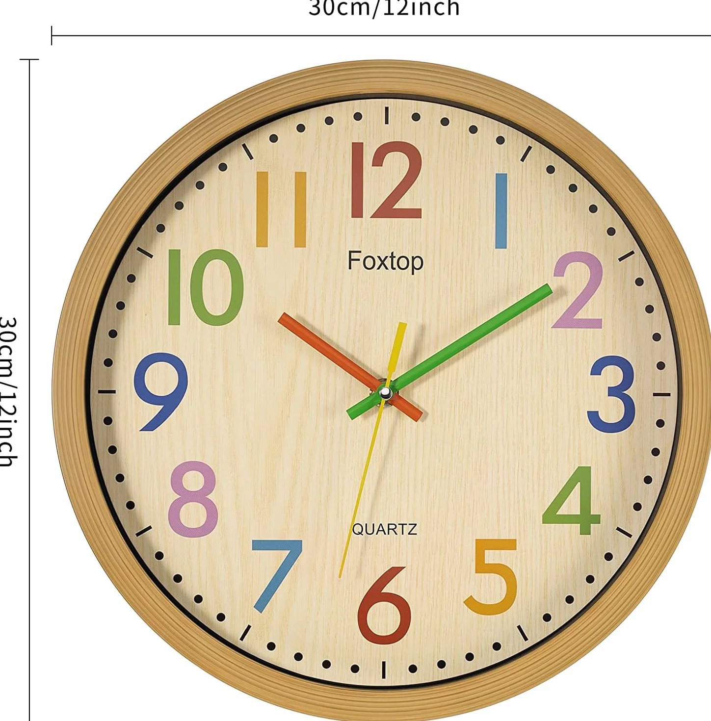 Horloge Murale Silencieuse Enfants Colorée Facile à Lire 30 cm pour Classe École Cuisine Salon