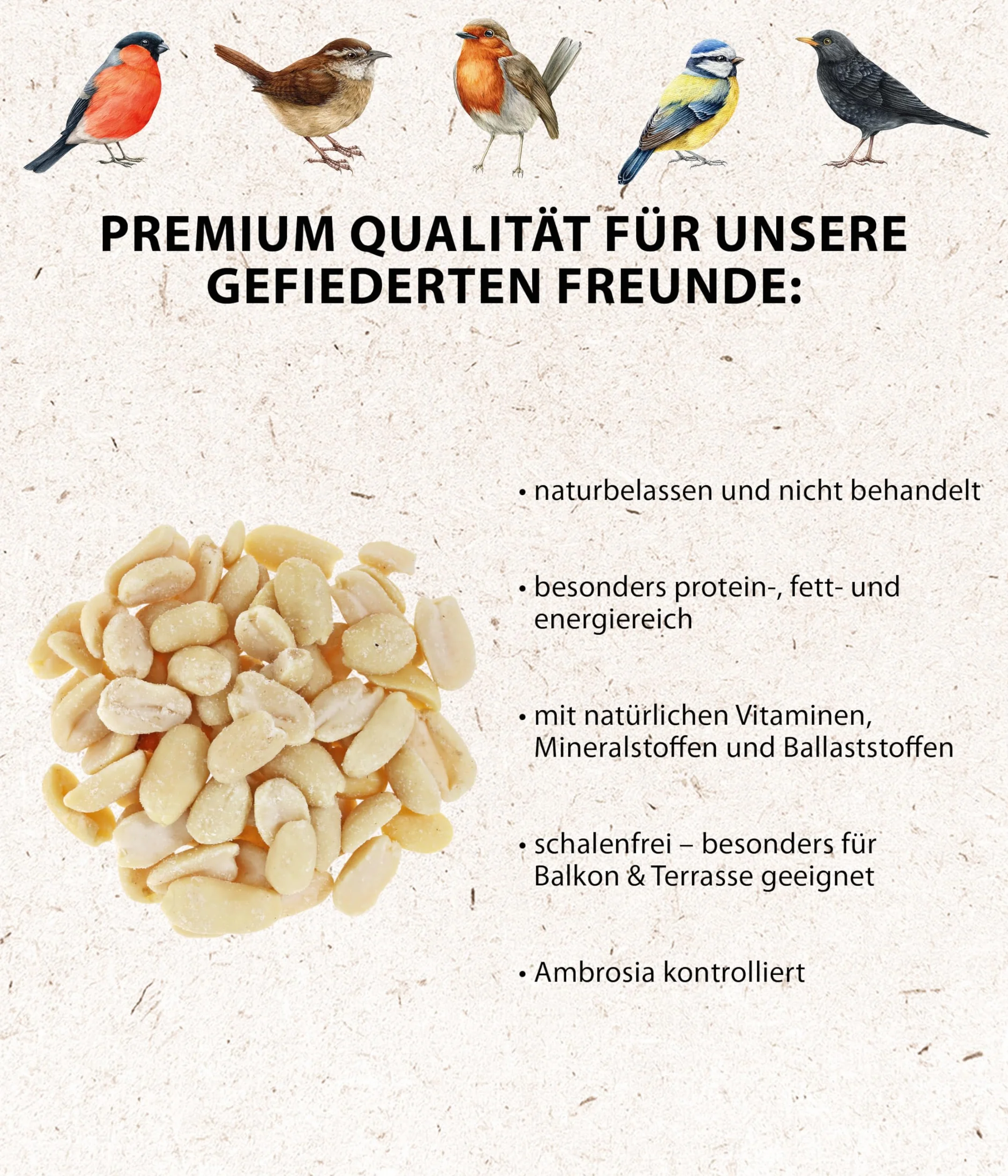 Dehner Natura Premium Nourriture pour Oiseaux Sauvages, arachides entières et Semi-entières, 5 kg