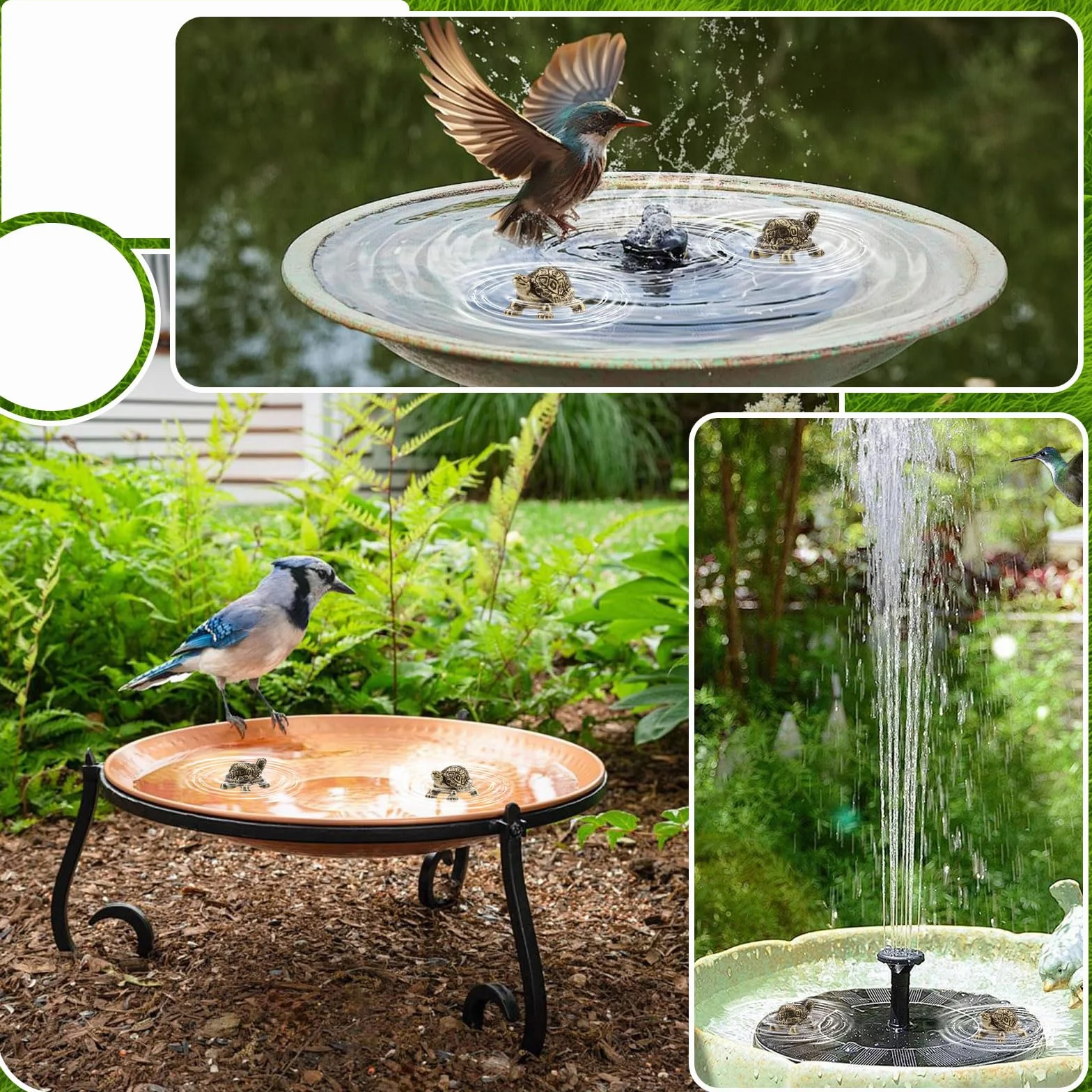 Lot de 8 mini disques en cuivre tortue en laiton pour bain d'oiseaux 22,7 g