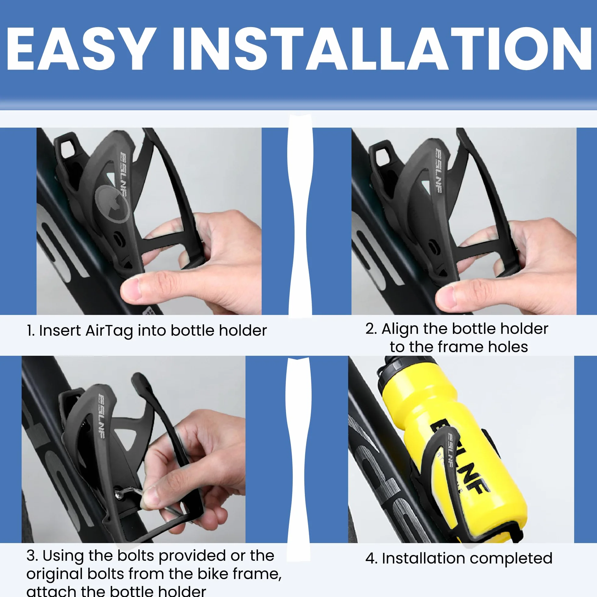 ReFind Porte-Bouteille de Vélo pour AirTag avec Compartiment Caché pour Apple AirTag. Porte-Bouteille Étanche et Anti-Poussière, Léger et Suivi de Vélo (sans iOS Tracker)