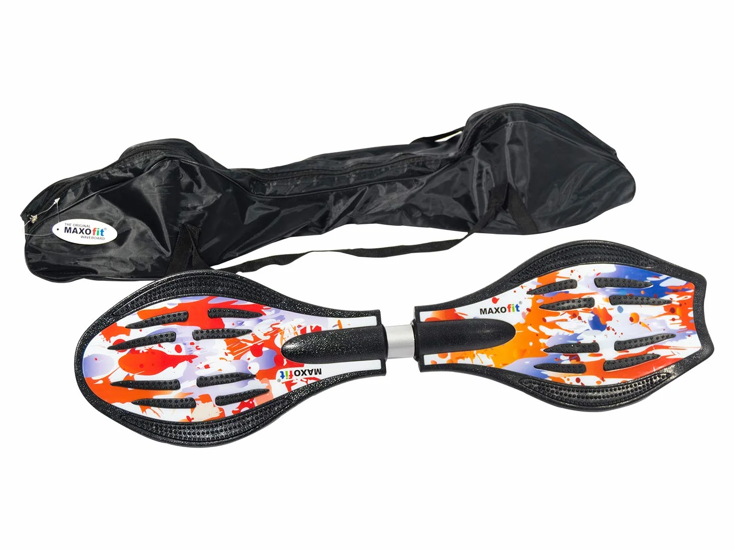 MAXOfit® Waveboard Mini « Fire », charge max. 100 kg , roues lumineuses et sac inclus - 72cm x 19,5cm x 11cm