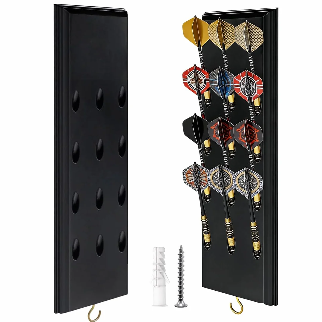 CEWROM Support mural fléchettes en bois pour 12 fléchettes acier souples rangement