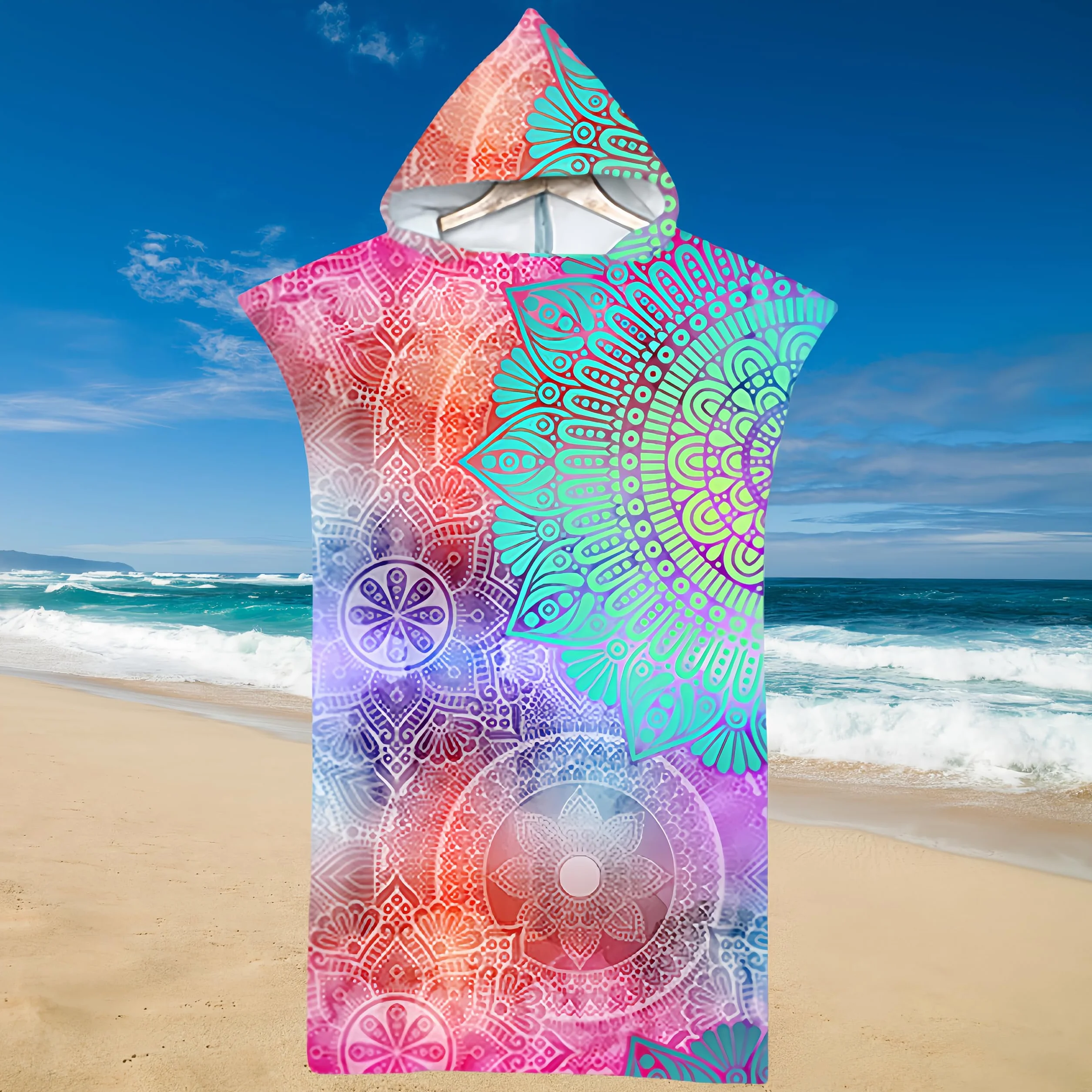 Proumhang Changement Peignoir de Bain Changing Towel, Poncho de Surf avec Capuche Serviette de Bain à Capuche Adulte Serviette de Plage Adulte imprimé Taille Unique-Mode 11 75 x 110cm