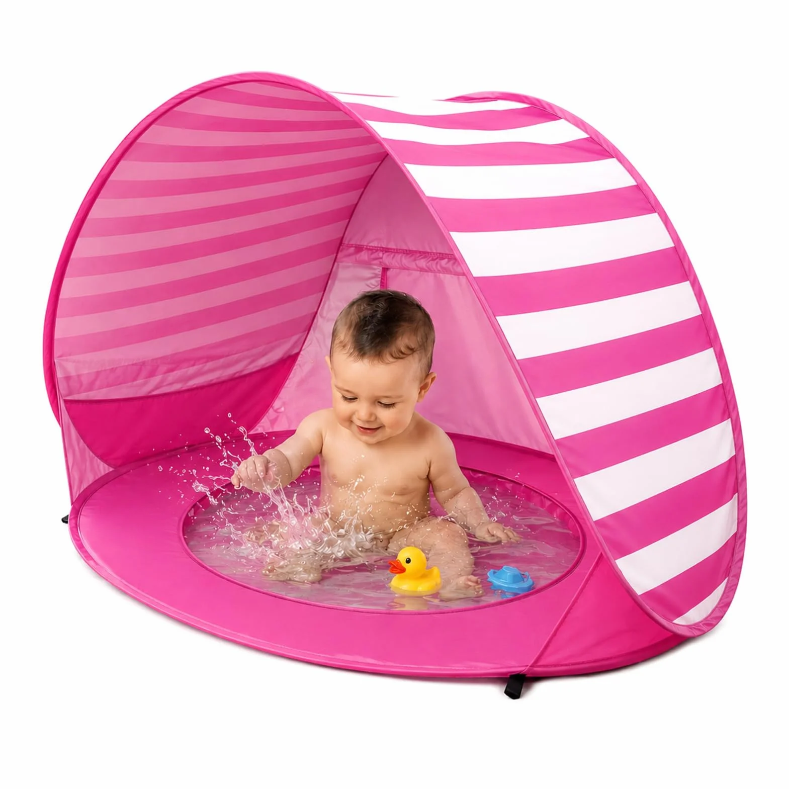 Tente De Plage pour Bébé Popup Tente De Plage pour Bébé avec Mini Piscine Tentes De Plages Anti UV, Portable pour Enfant pour Plages, Camping, Jardin,120x83x70cm
